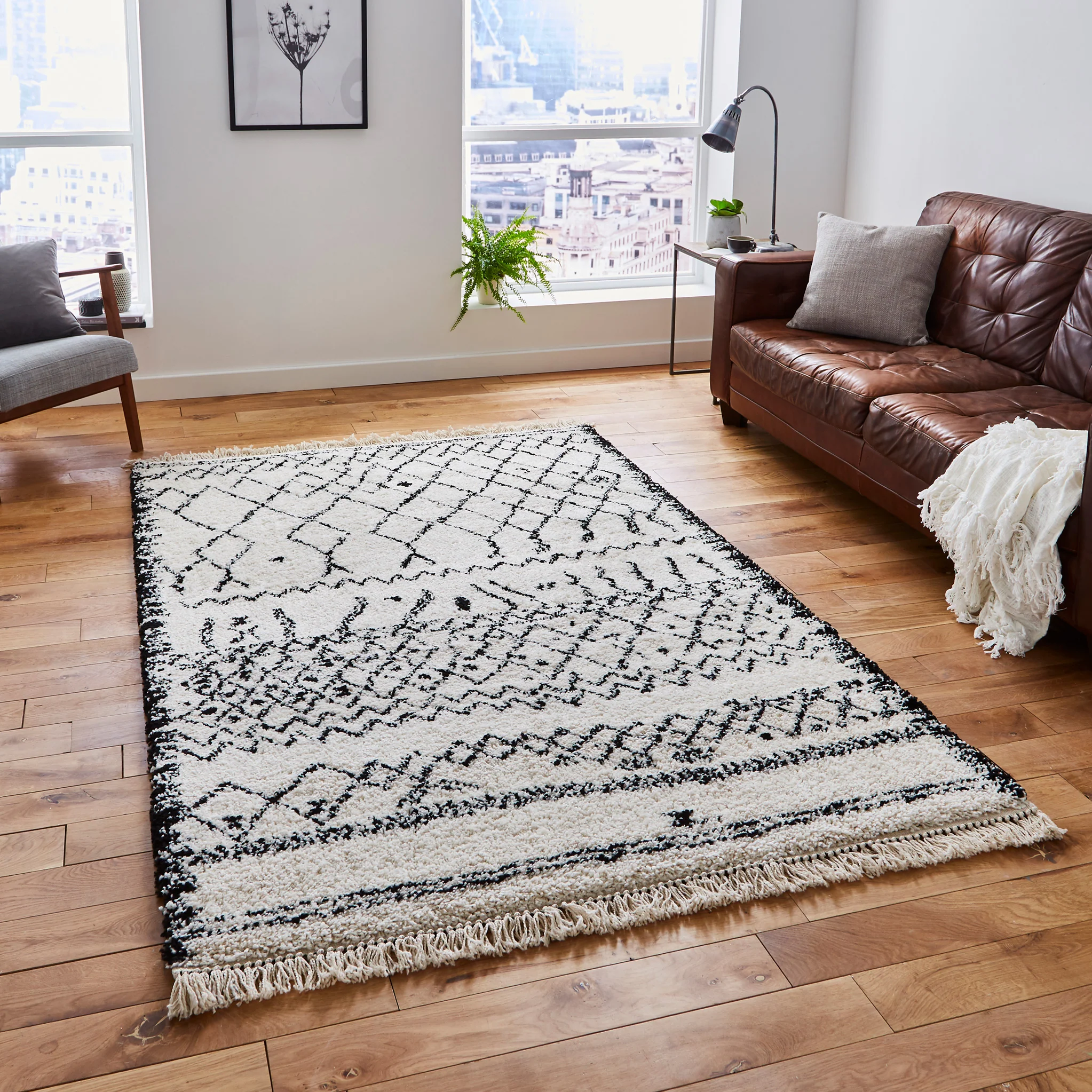 Edie Boho Abstract Shaggy Rug - Image 2