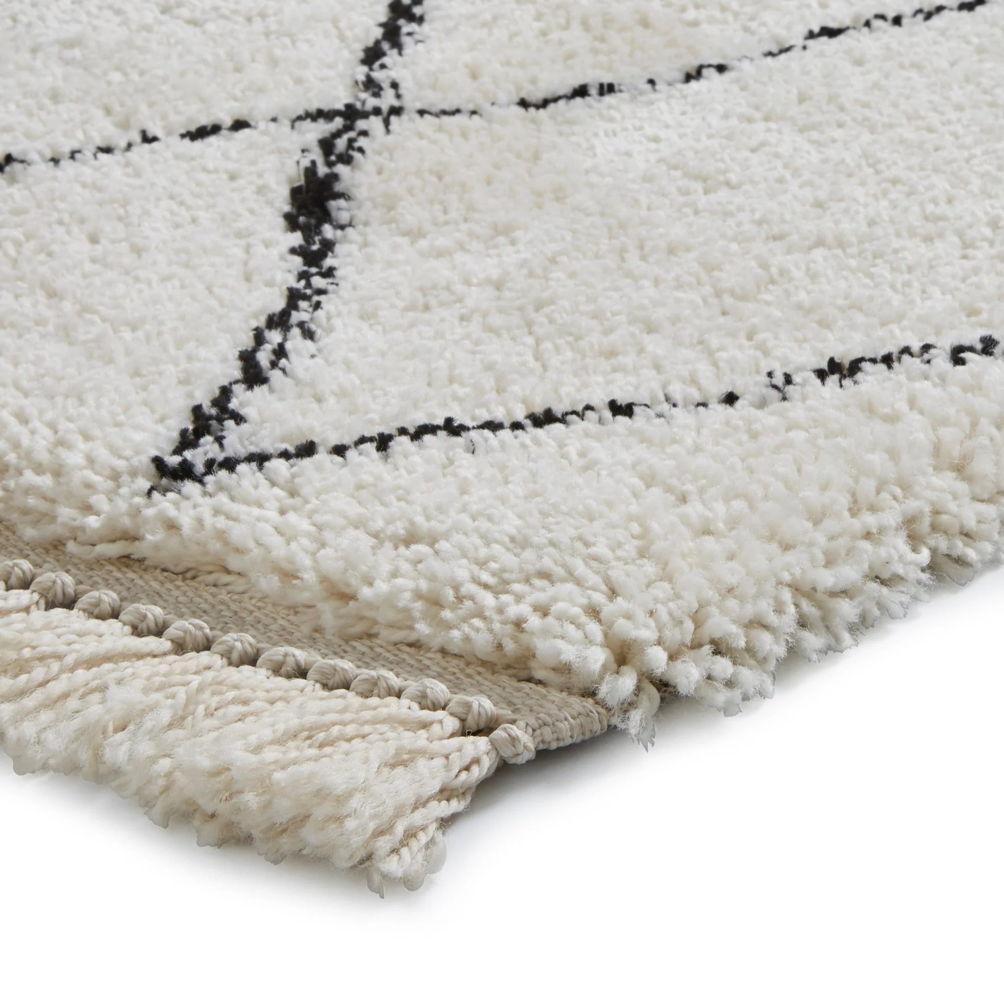 Edie Boho Diamond Shaggy Rug - Image 34