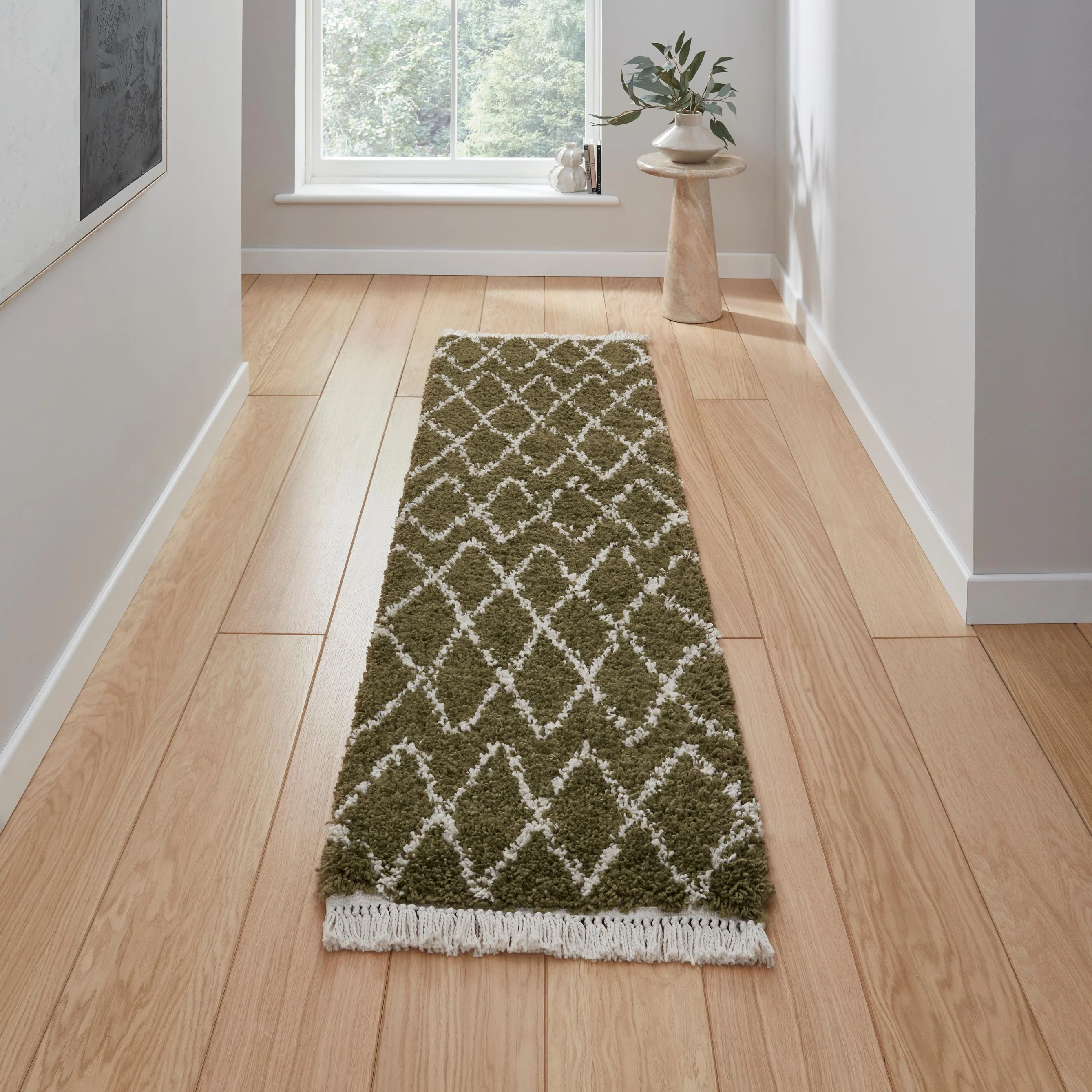 Edie Boho Diamond Shaggy Rug - Image 38