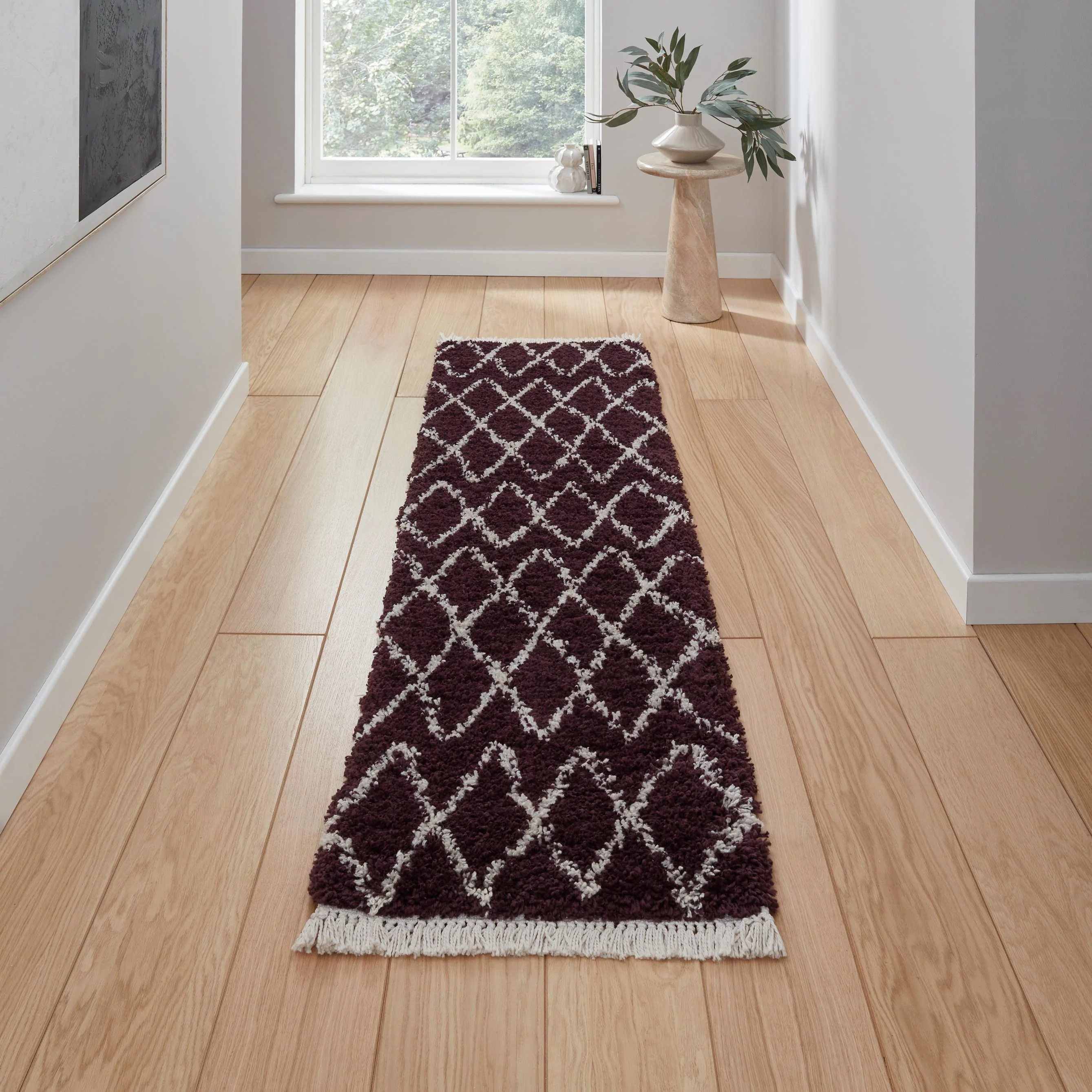 Edie Boho Diamond Shaggy Rug - Image 49