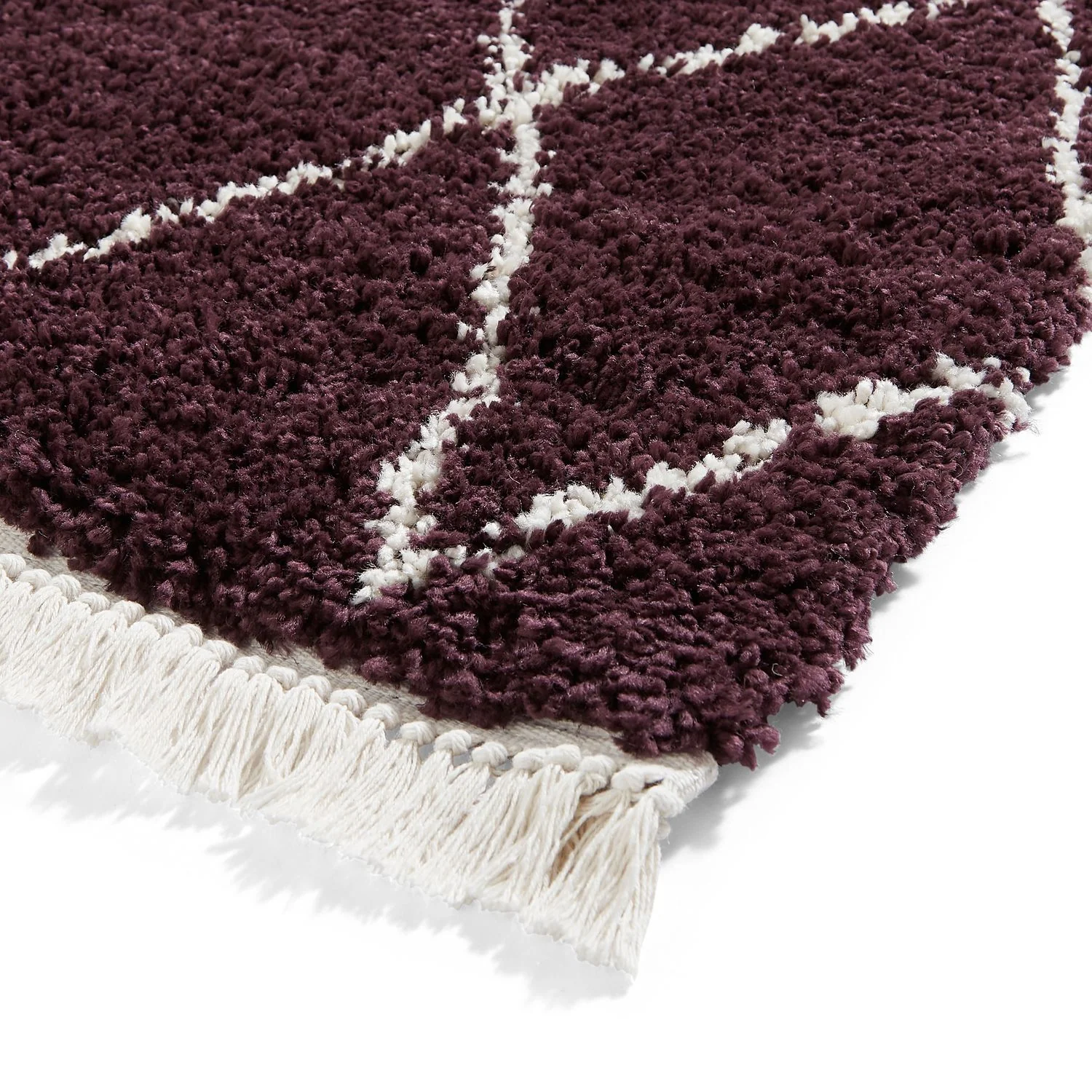 Edie Boho Diamond Shaggy Rug - Image 56