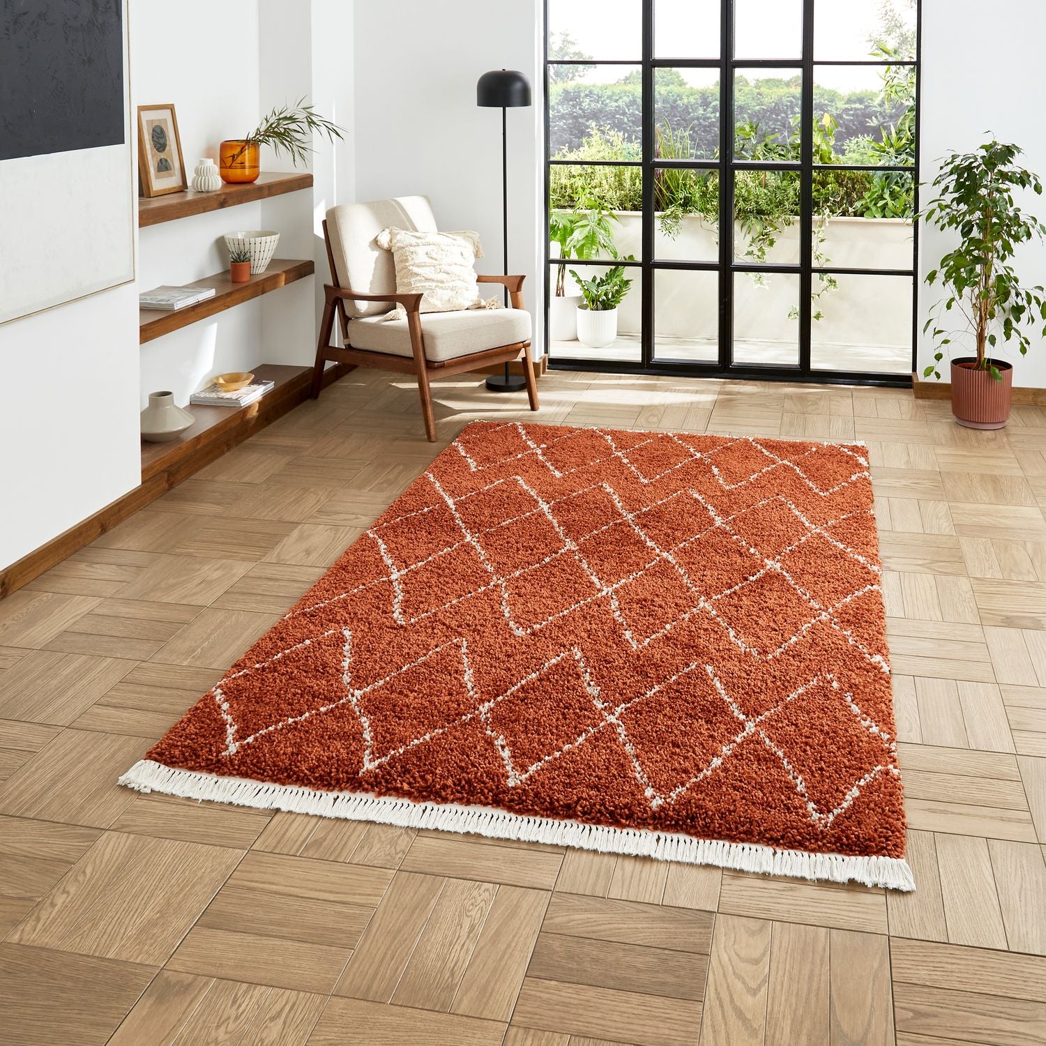 Edie Boho Diamond Shaggy Rug - Image 62
