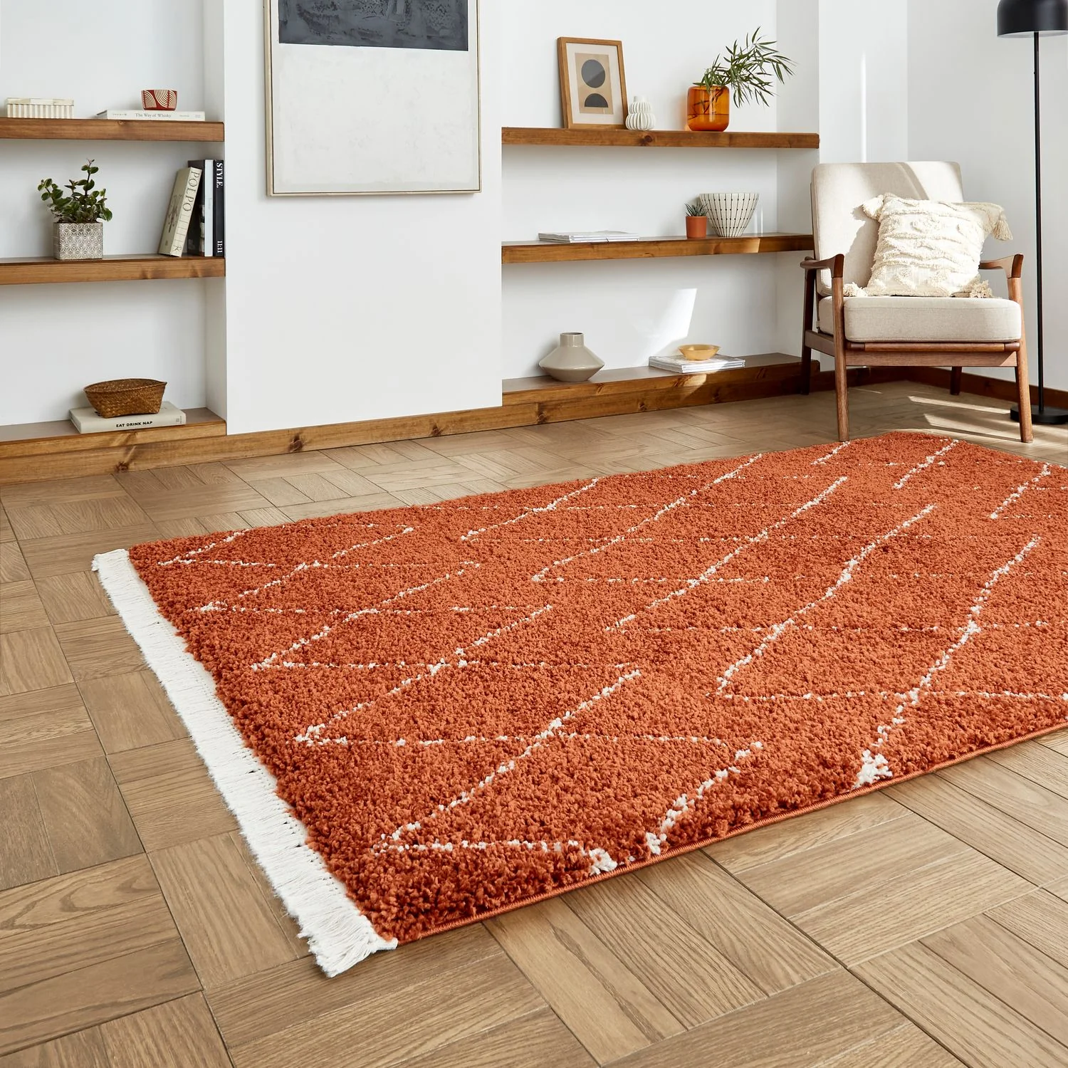 Edie Boho Diamond Shaggy Rug - Image 63