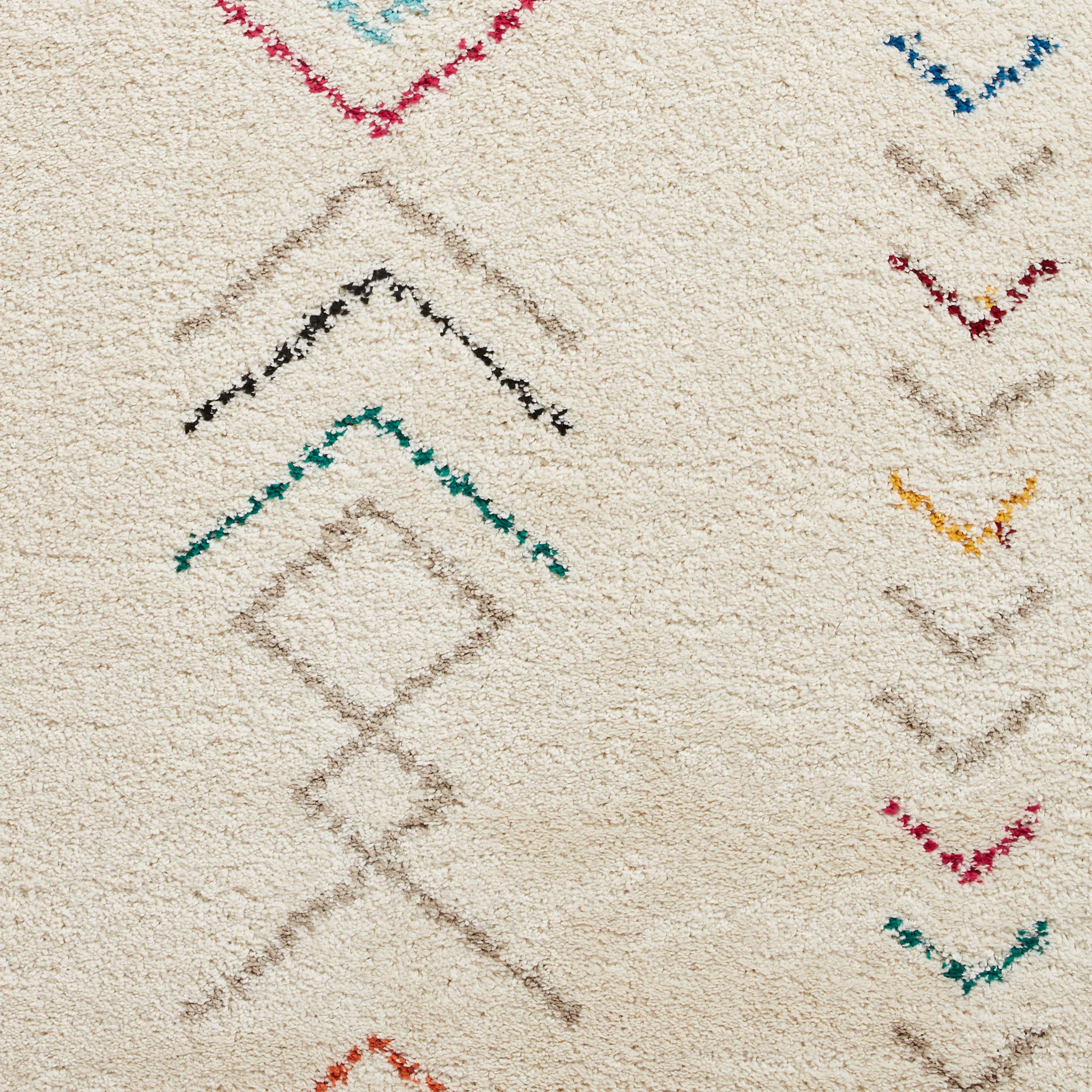Edie Boho Multi Coloured Chevron Shaggy Rug - Image 7