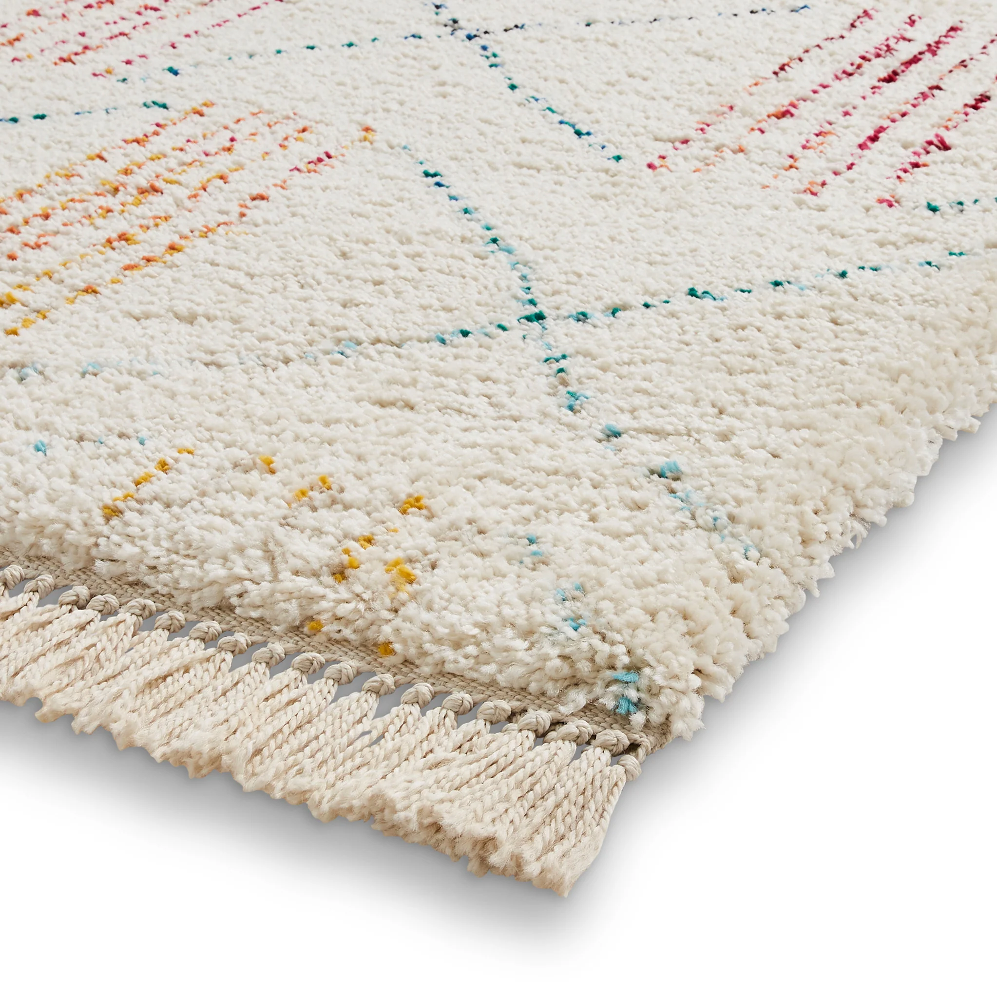 Edie Boho Multi Coloured Patterned Shaggy Rug - Image 5