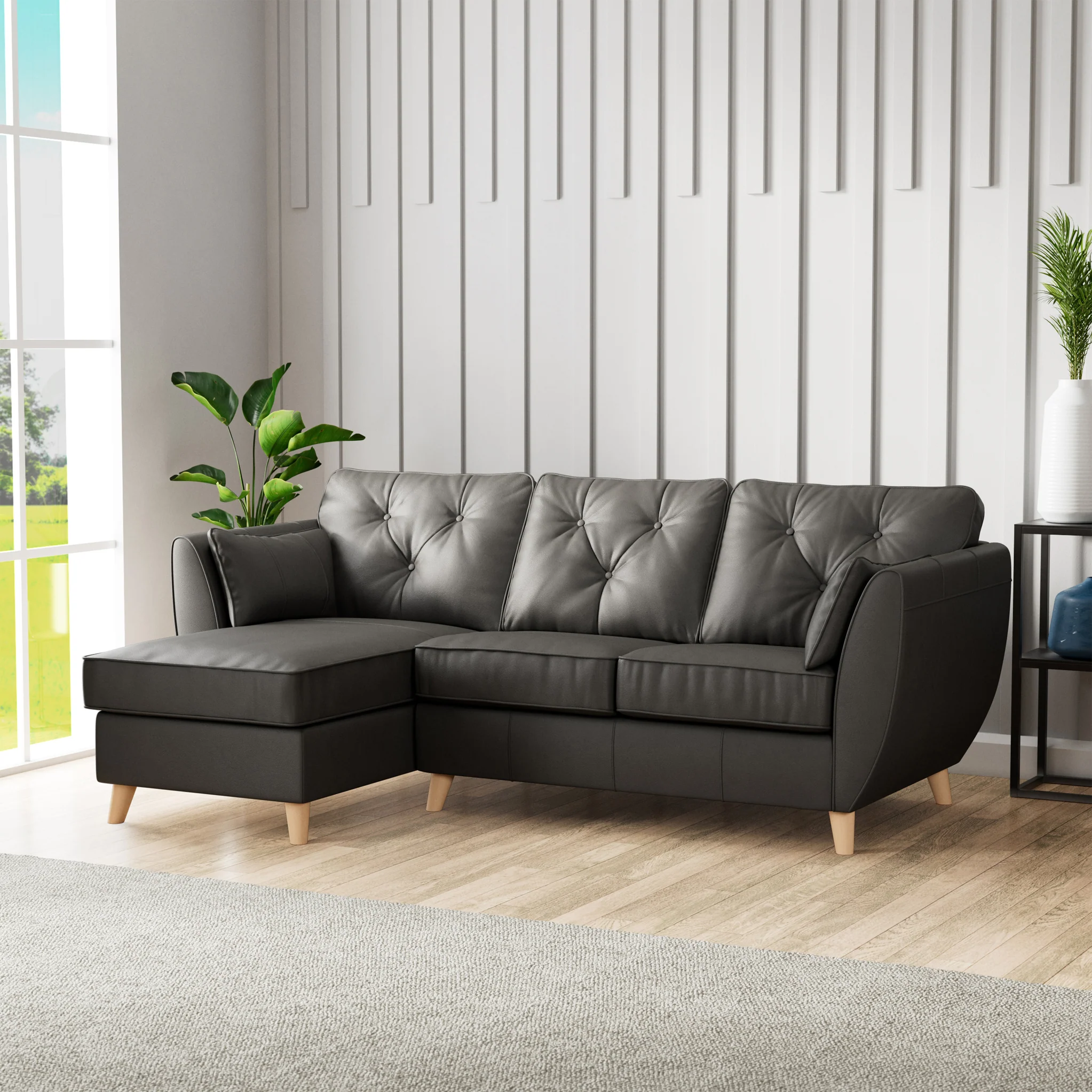 Edison Leather Chaise Sofa - Image 64
