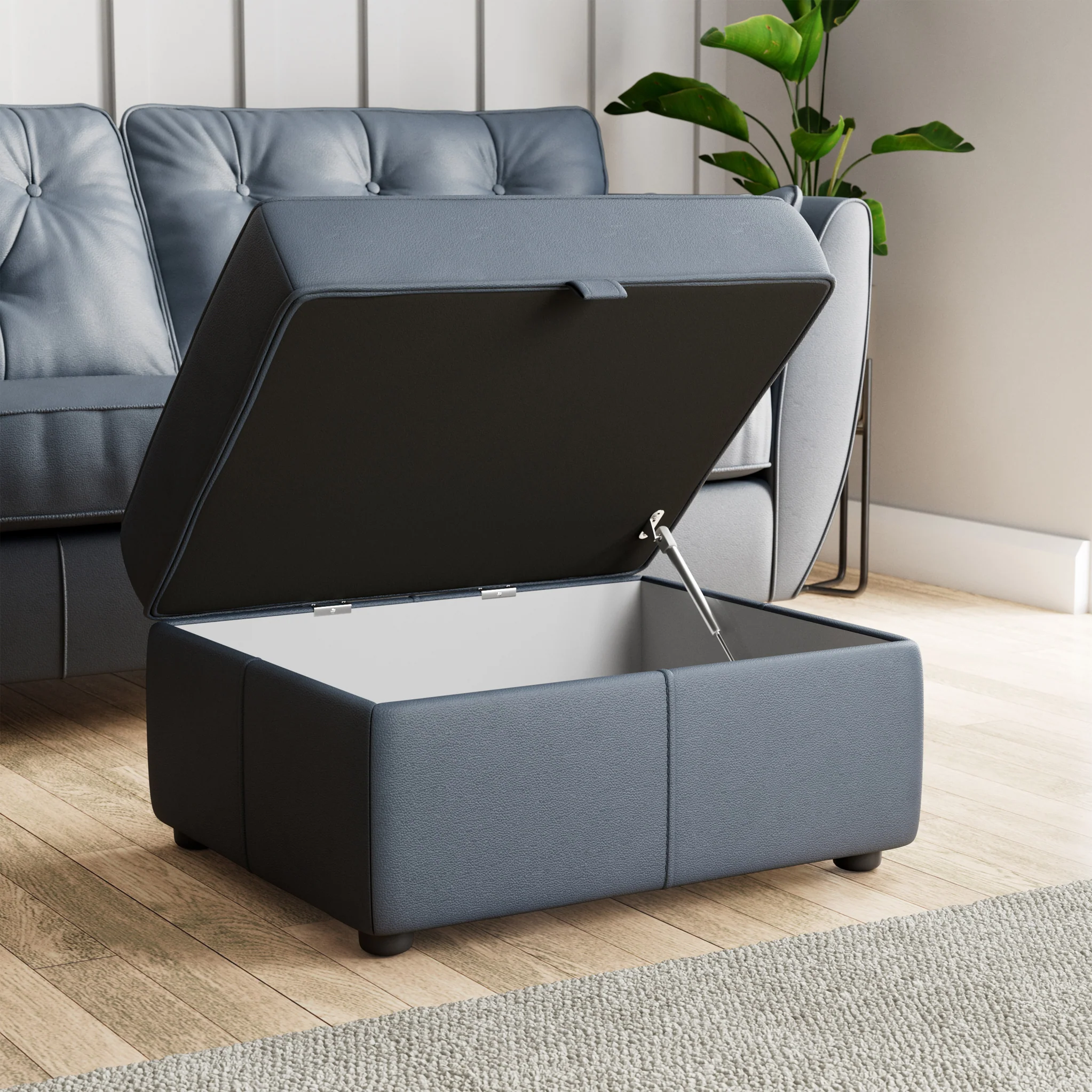 Edison Leather Storage Footstool - Image 2