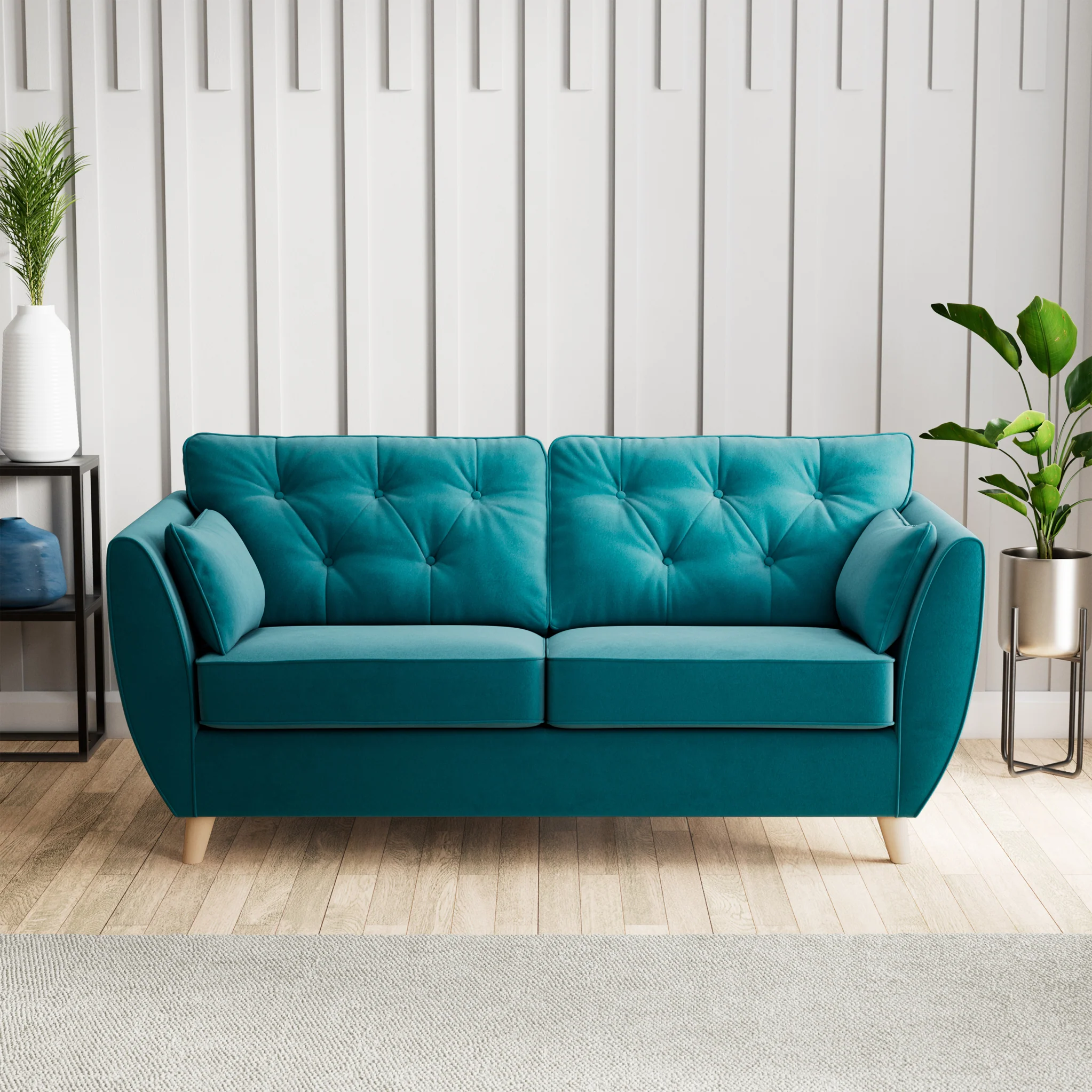 Edison Velvet 3 Seater Sofa - Image 2