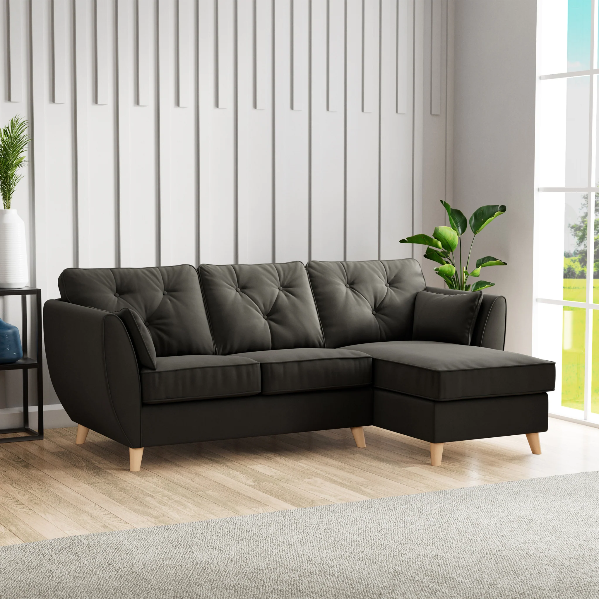 Edison Velvet Chaise Sofa - Image 102
