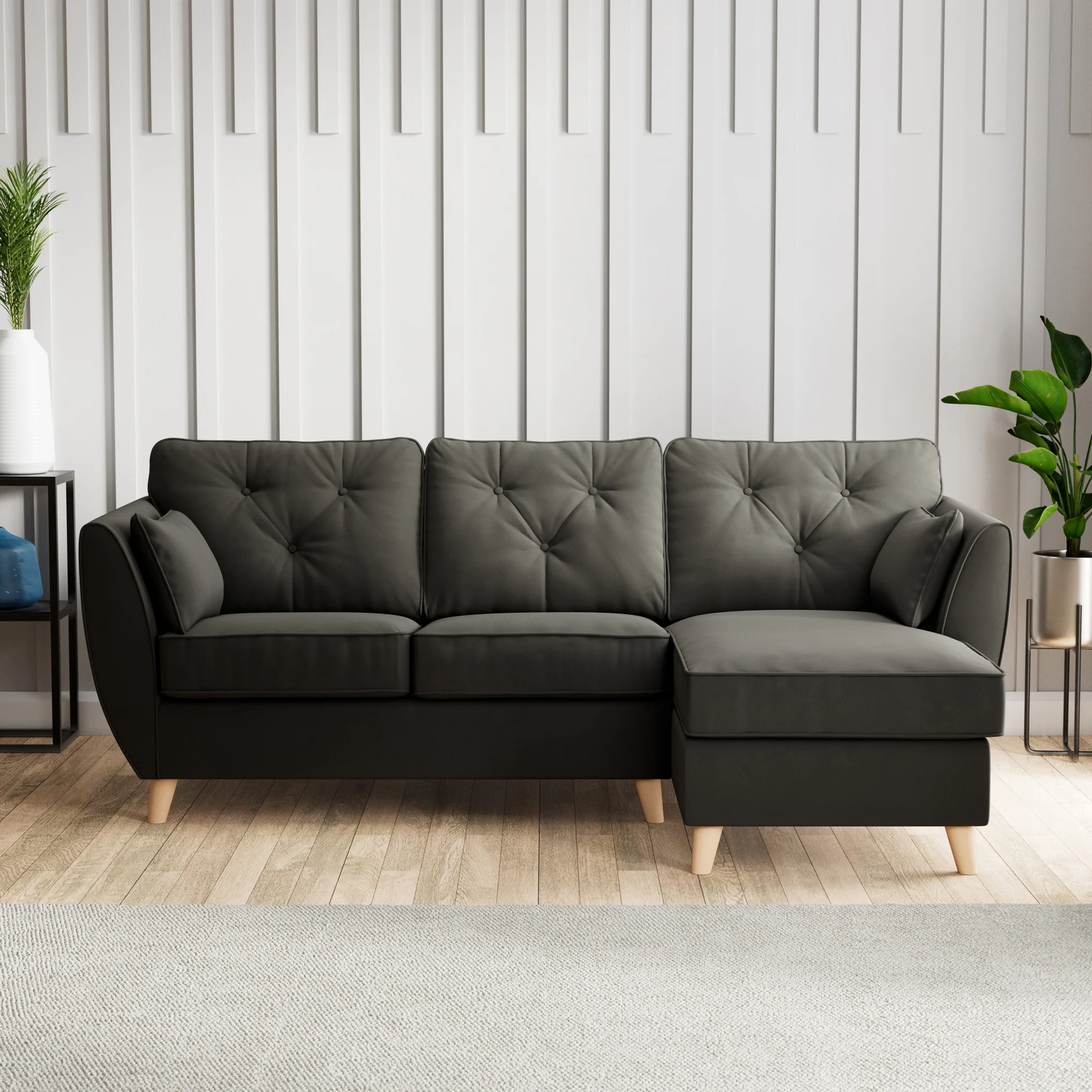 Edison Velvet Chaise Sofa - Image 103
