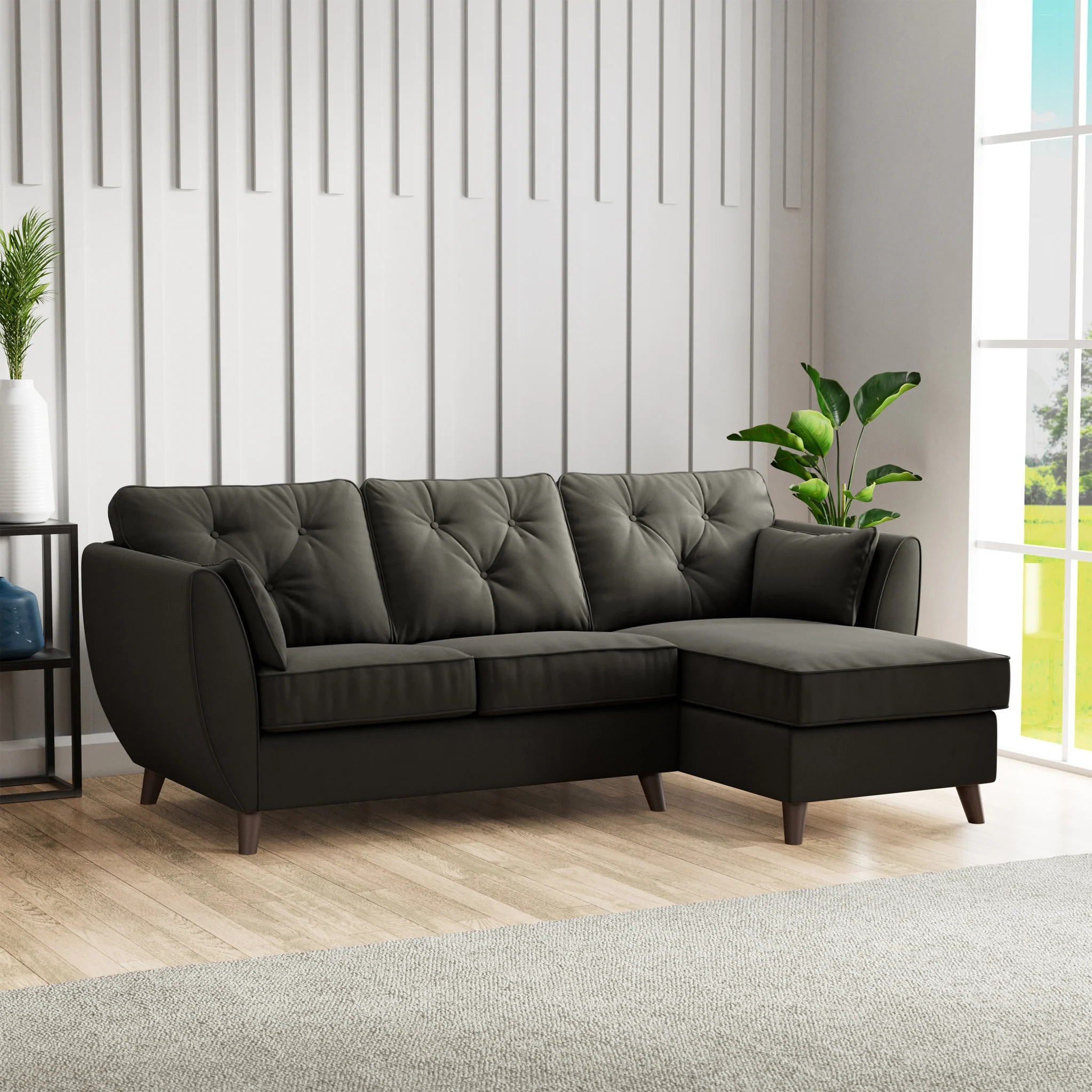 Edison Velvet Chaise Sofa - Image 107