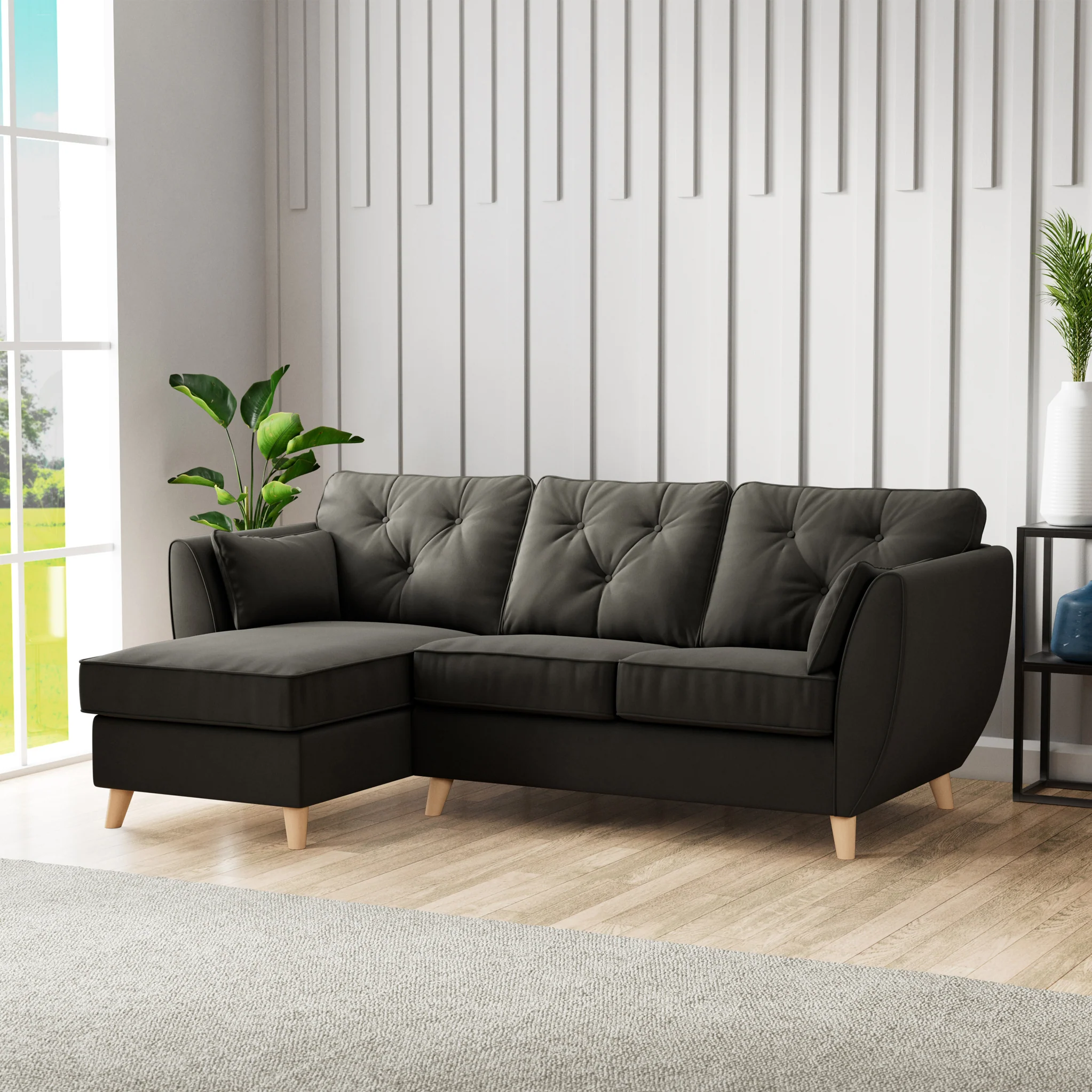 Edison Velvet Chaise Sofa - Image 110