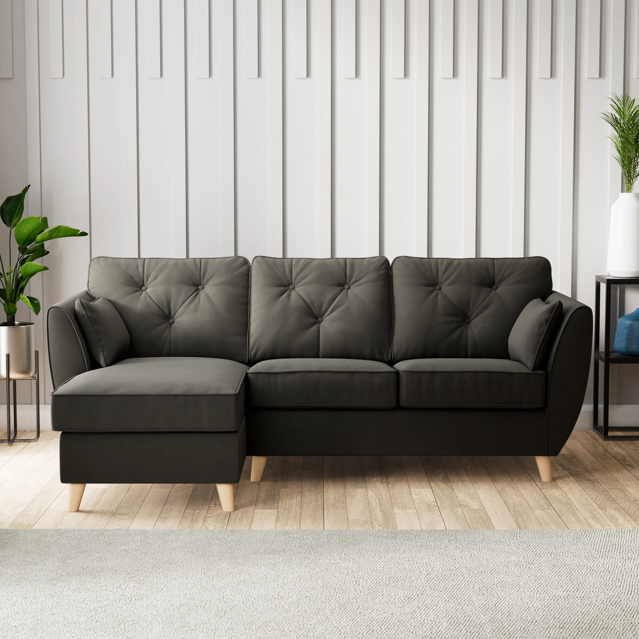 Edison Velvet Chaise Sofa - Image 111