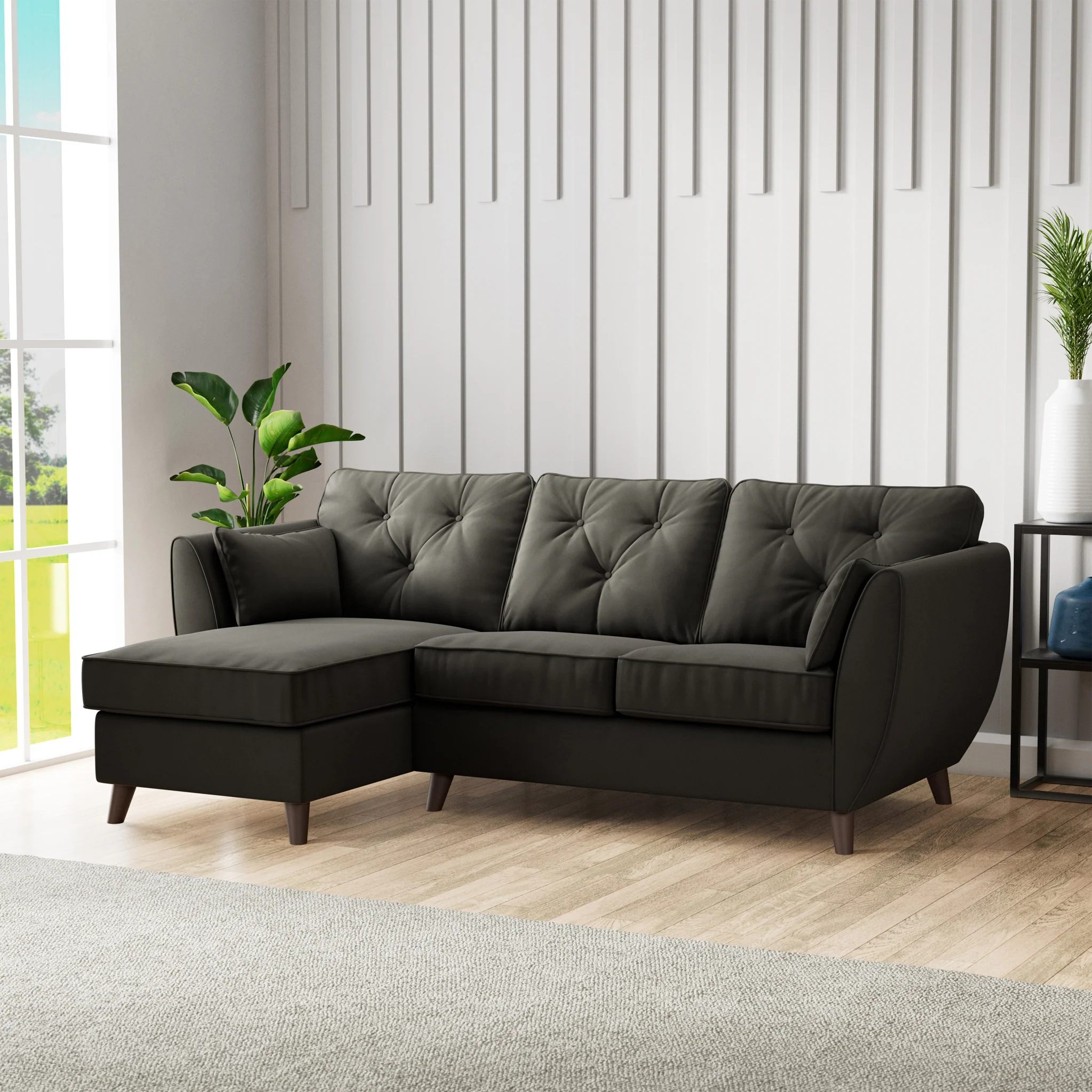 Edison Velvet Chaise Sofa - Image 114