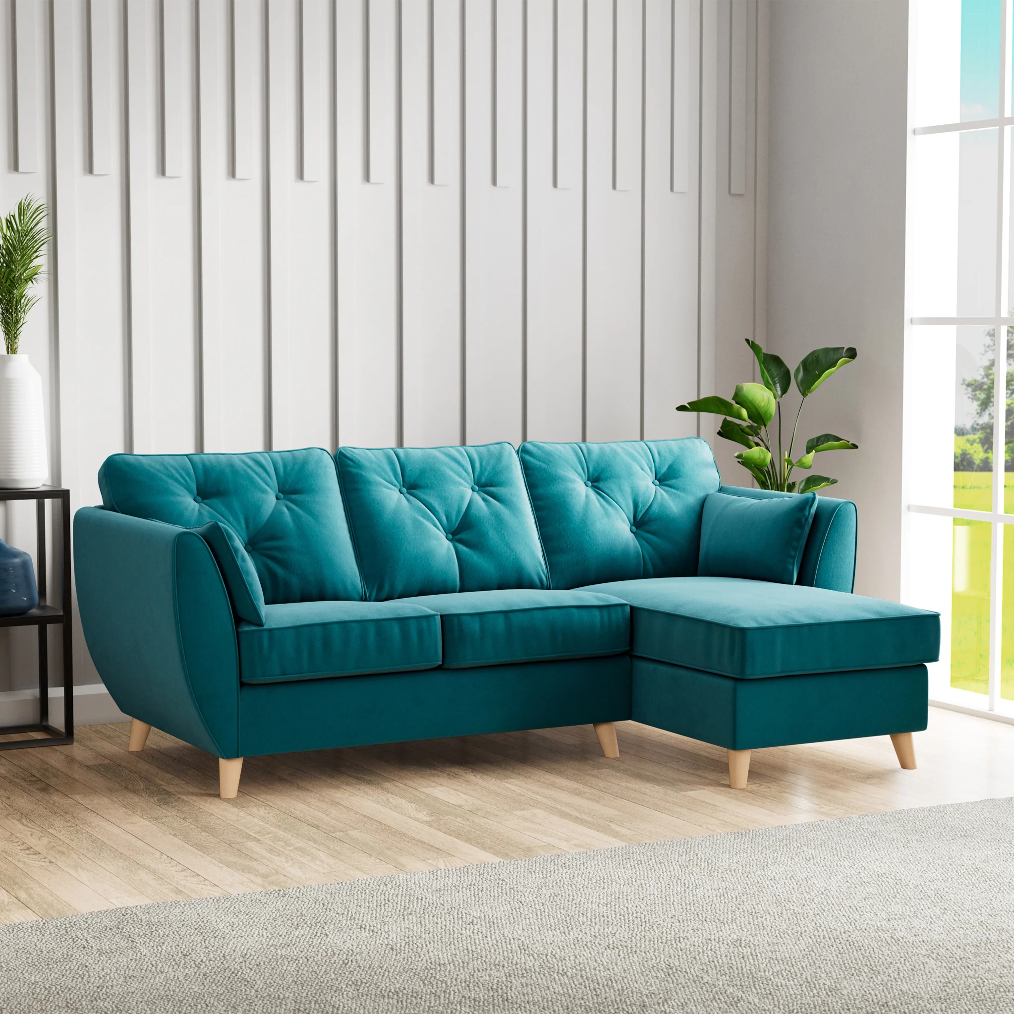 Edison Velvet Chaise Sofa - Image 2
