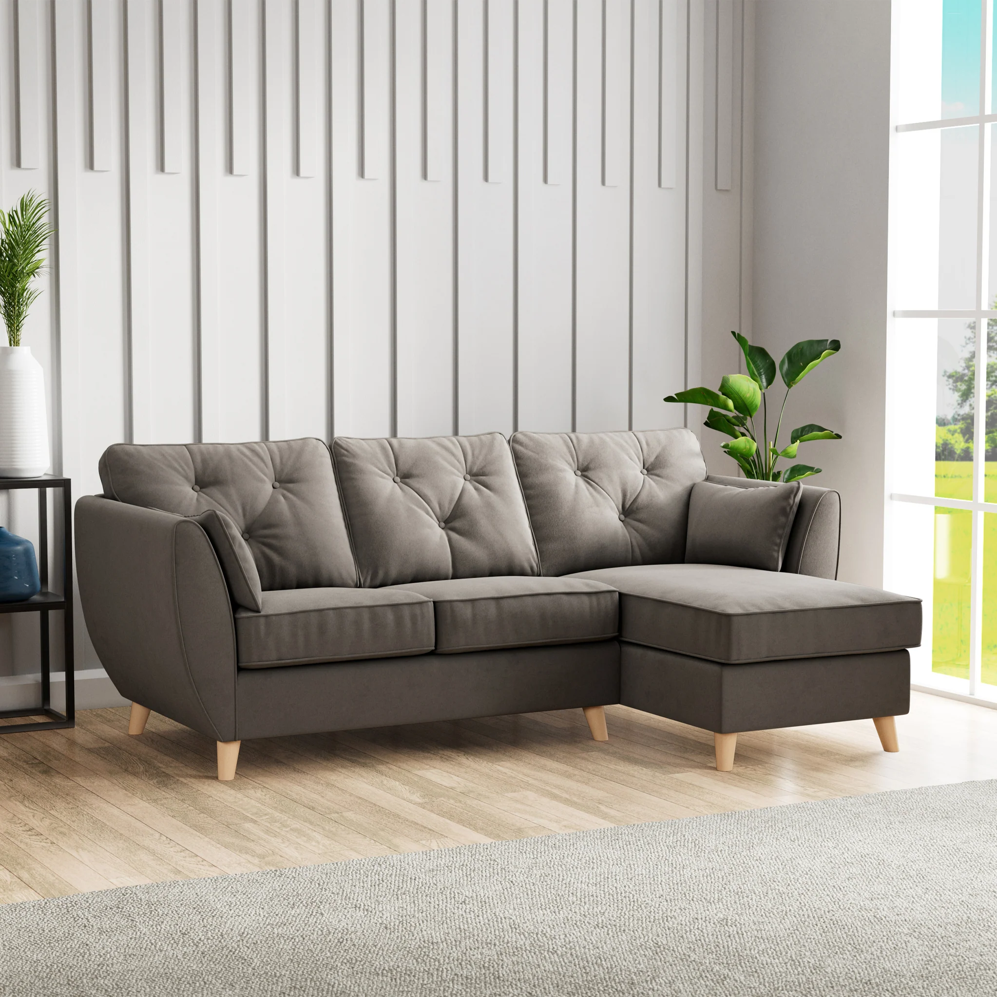 Edison Velvet Chaise Sofa - Image 63