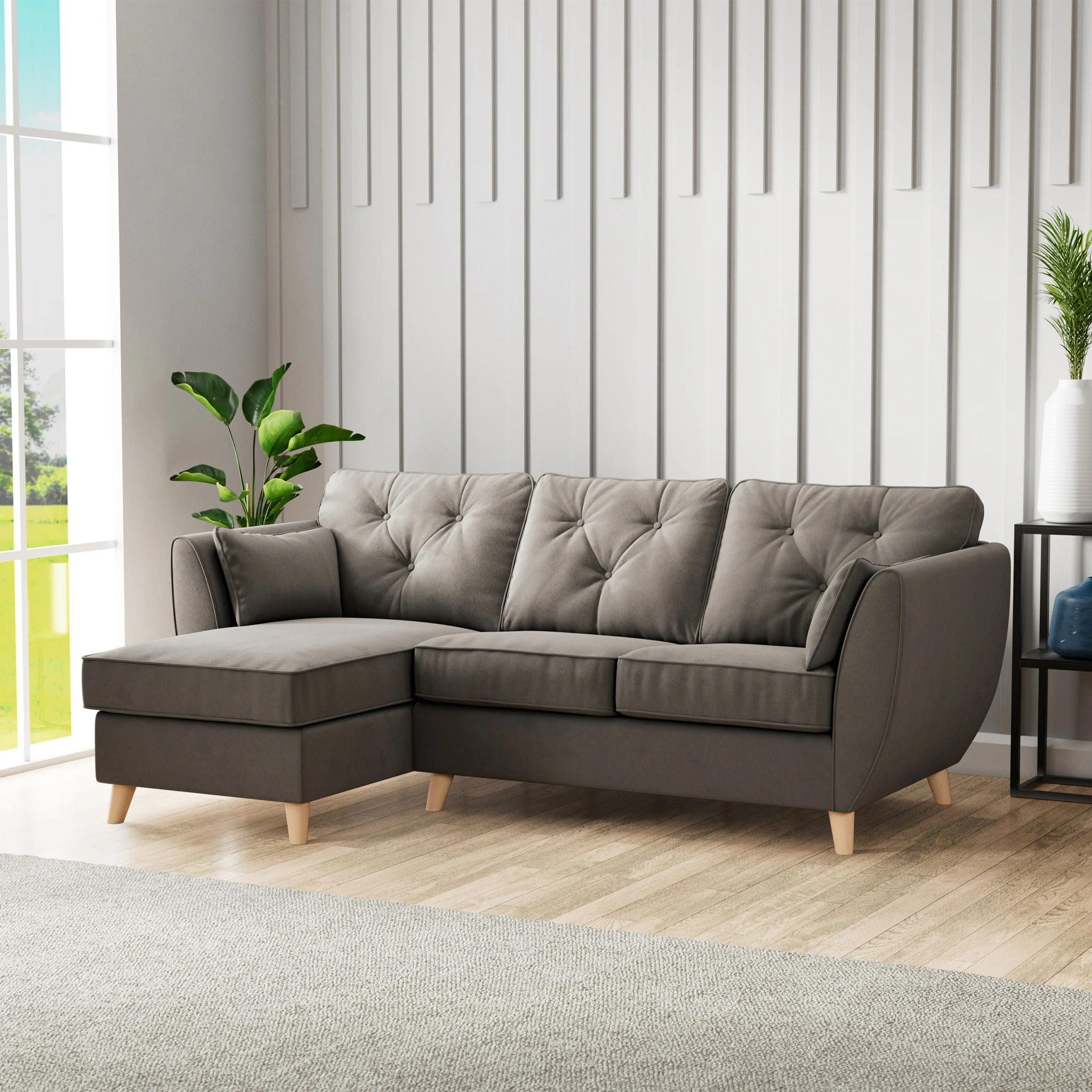 Edison Velvet Chaise Sofa - Image 70