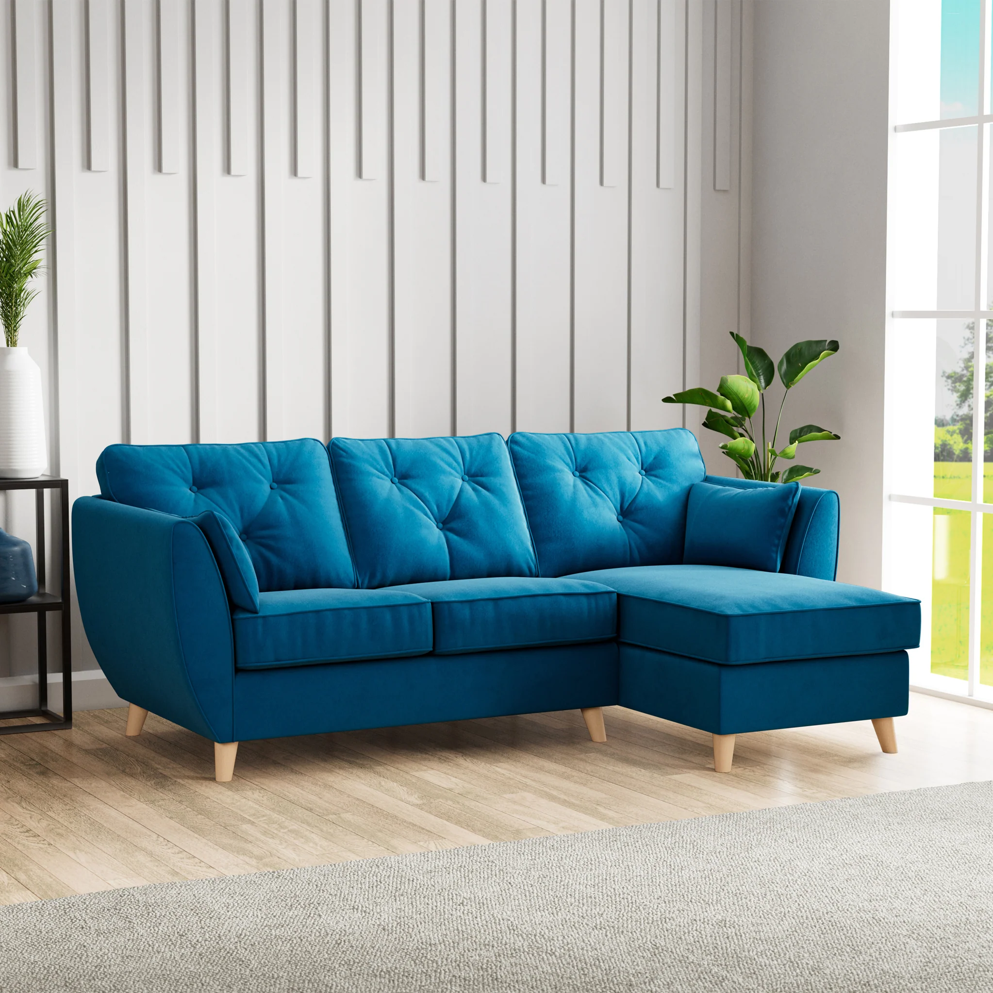 Edison Velvet Chaise Sofa - Image 82