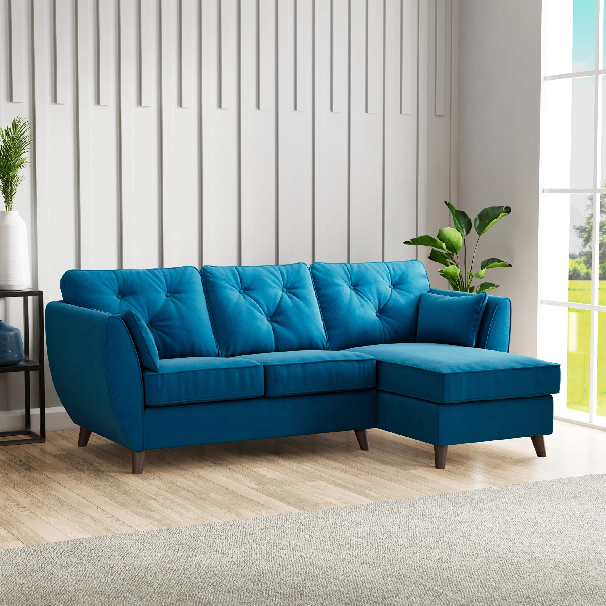 Edison Velvet Chaise Sofa - Image 86
