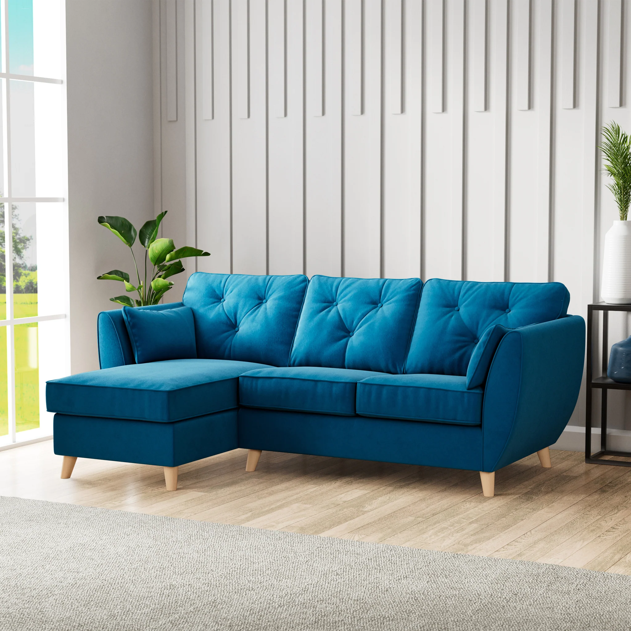 Edison Velvet Chaise Sofa - Image 90
