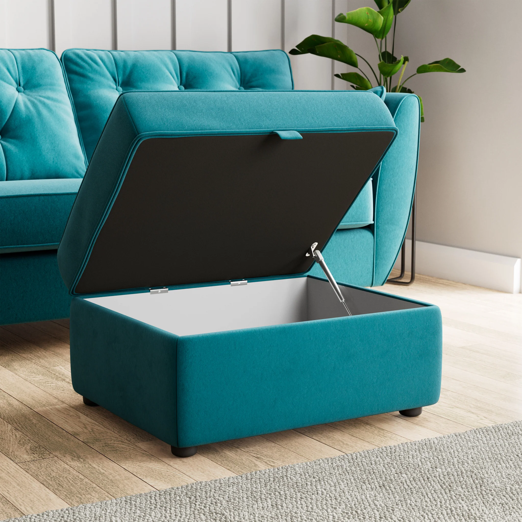 Edison Velvet Storage Footstool - Image 2