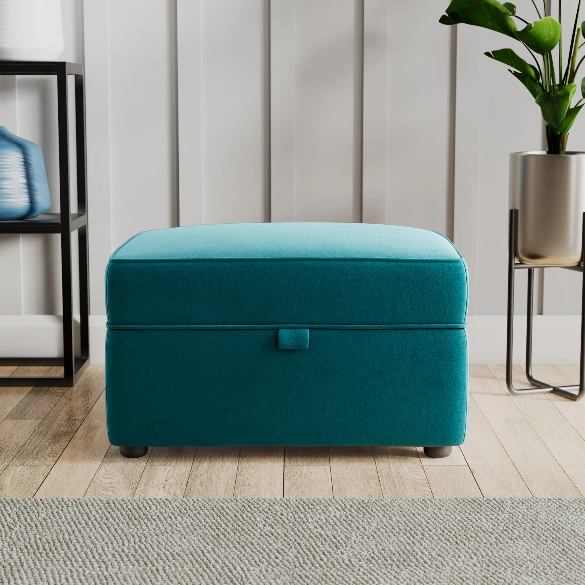 Edison Velvet Storage Footstool - Image 3