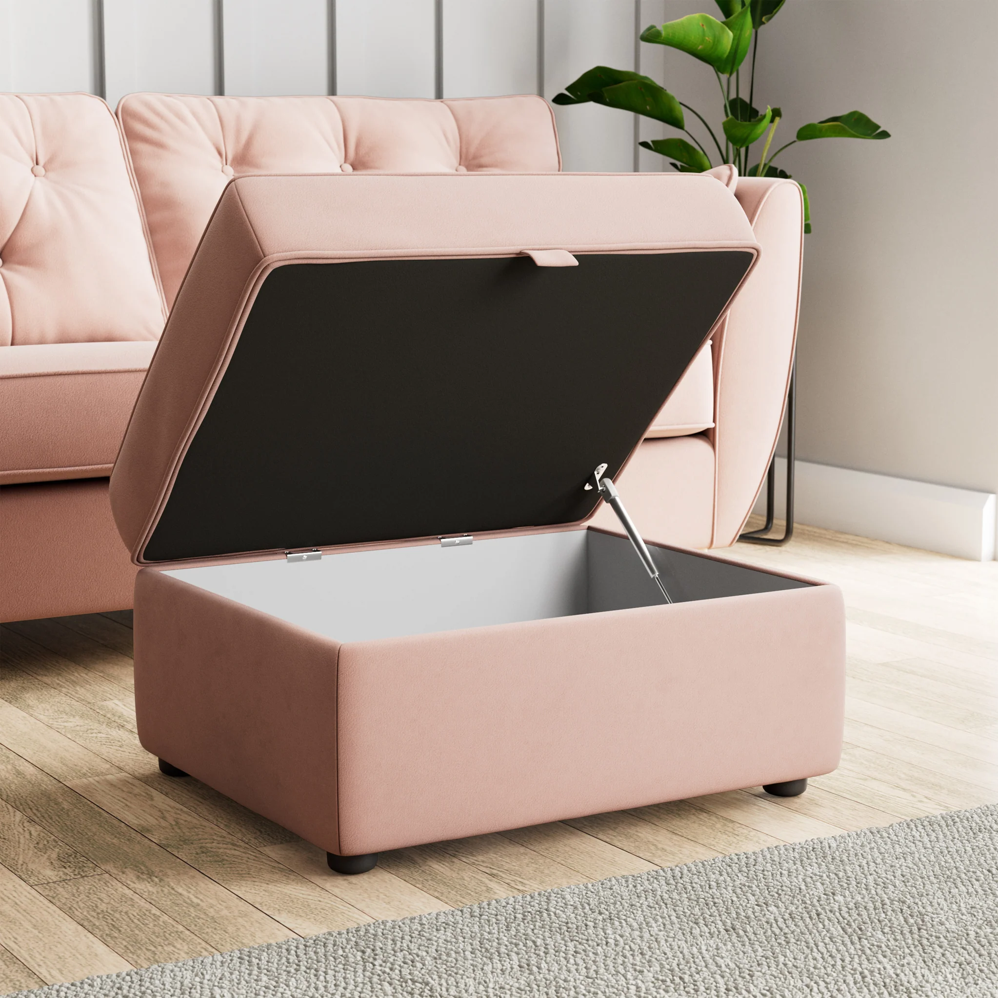 Edison Velvet Storage Footstool - Image 8