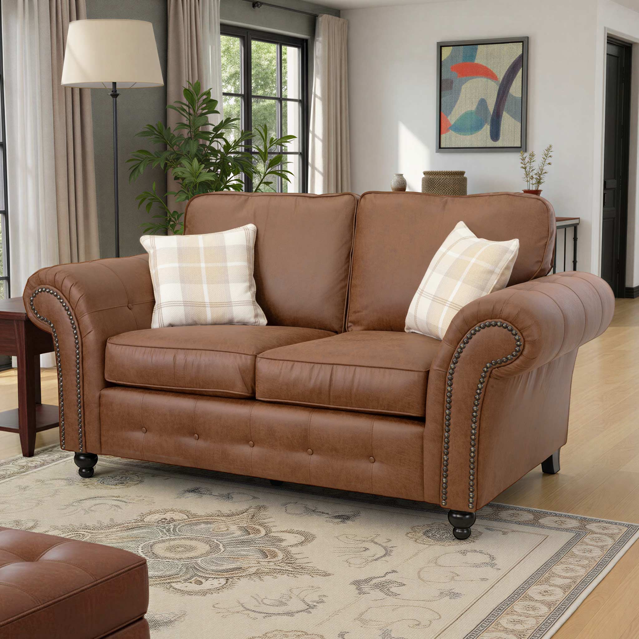 Edward Faux Leather 2 Seater Sofa - Image 2