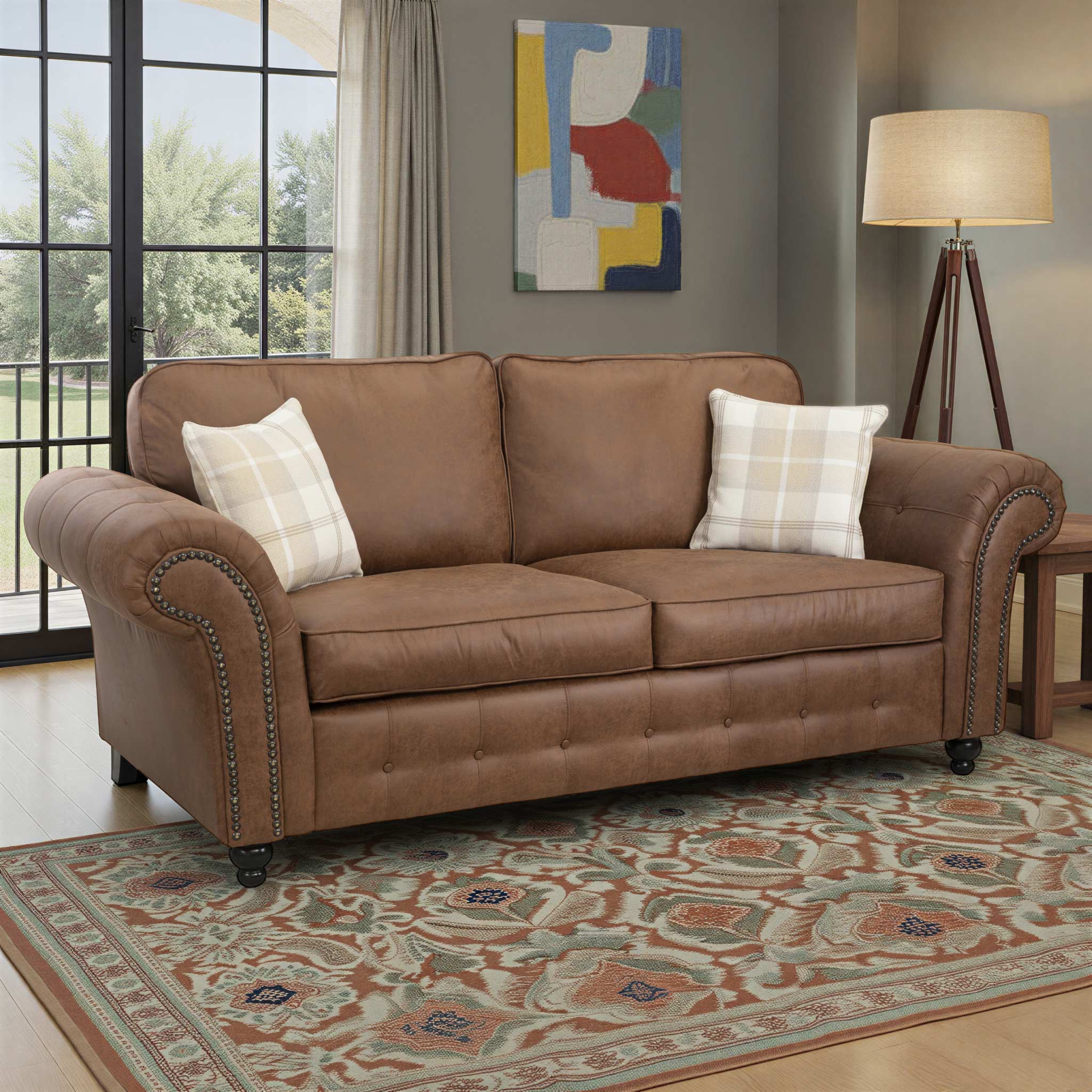 Edward Faux Leather 3 Seater Sofa - Image 2