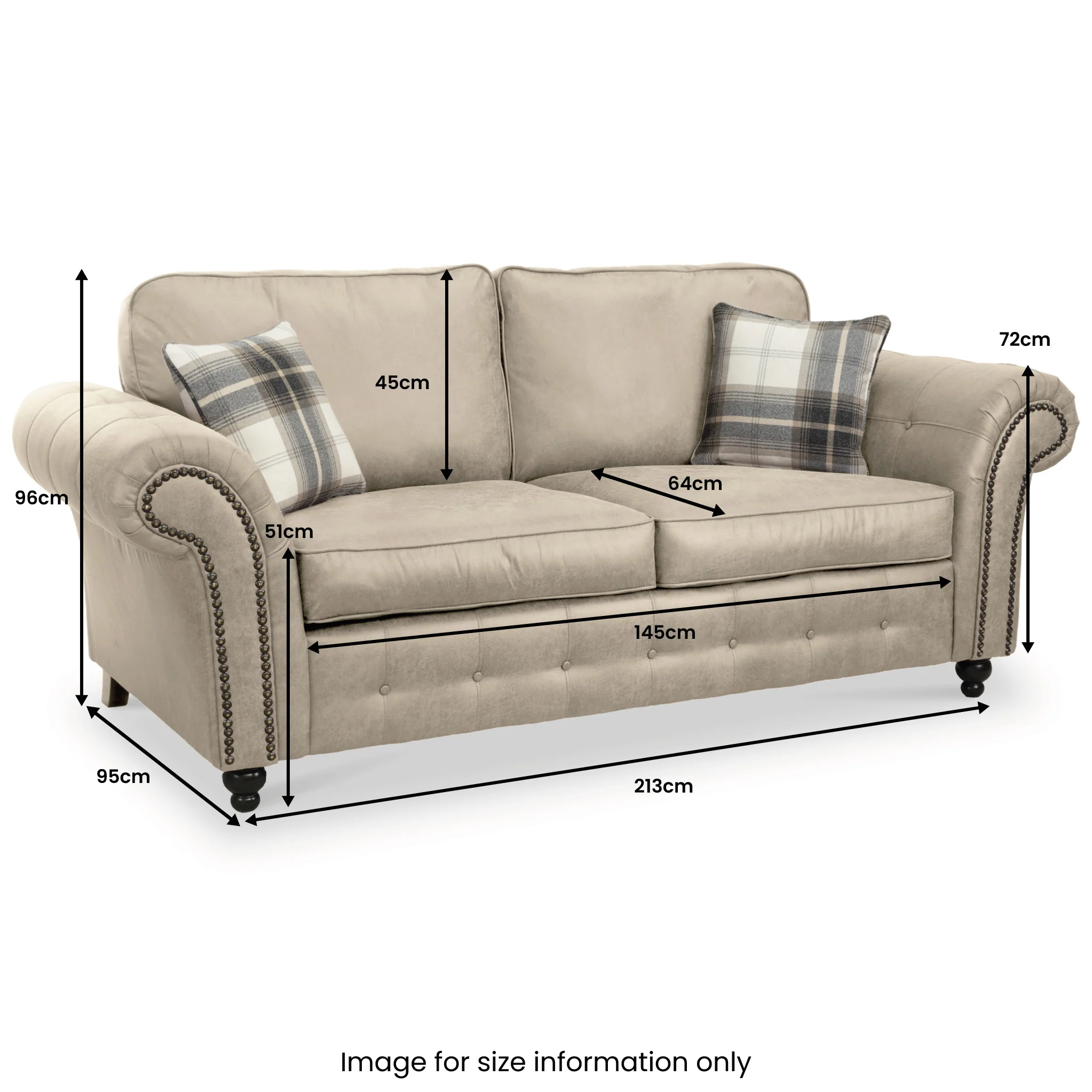 Edward Faux Leather 3 Seater Sofa - Image 26
