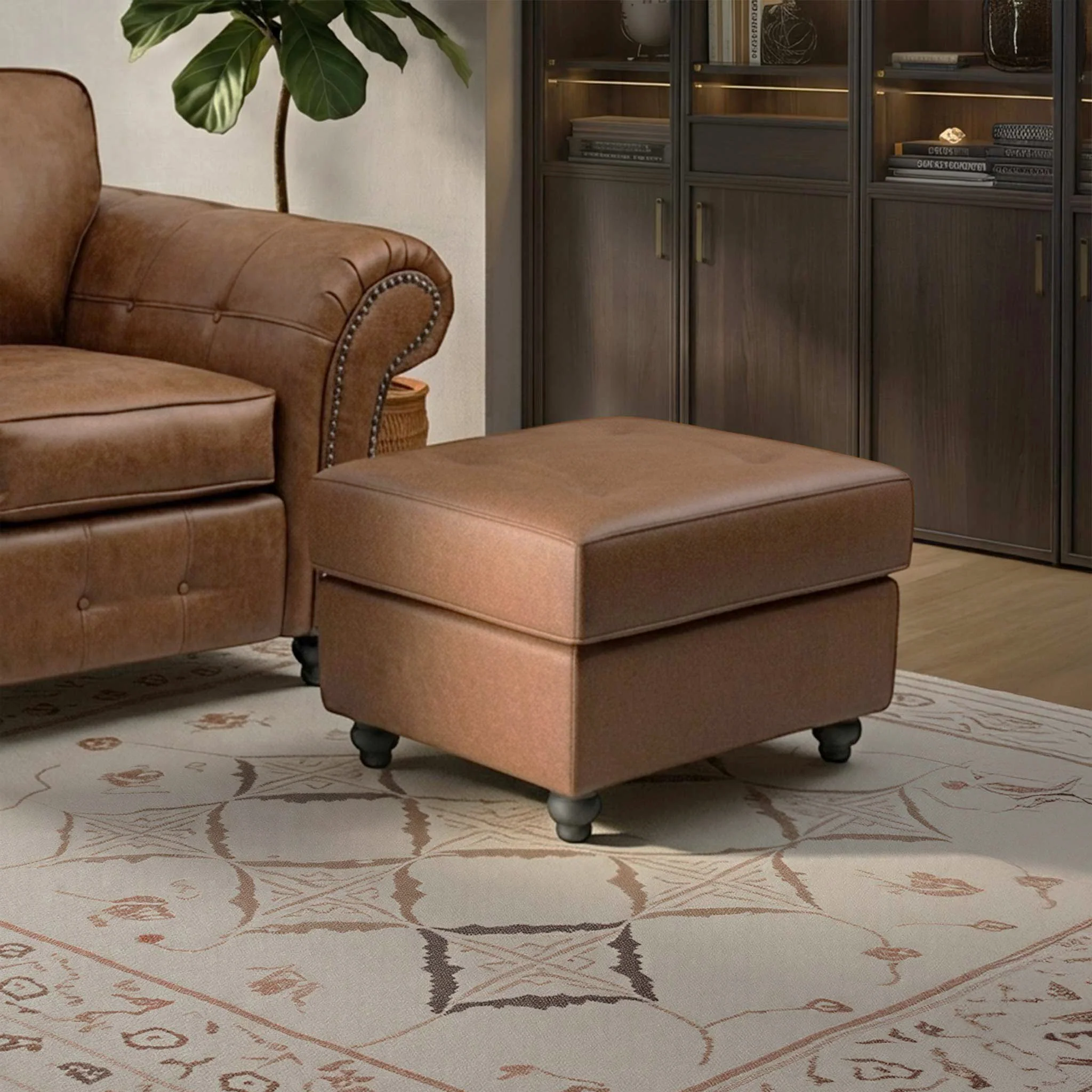 Edward Faux Leather Footstool - Image 2