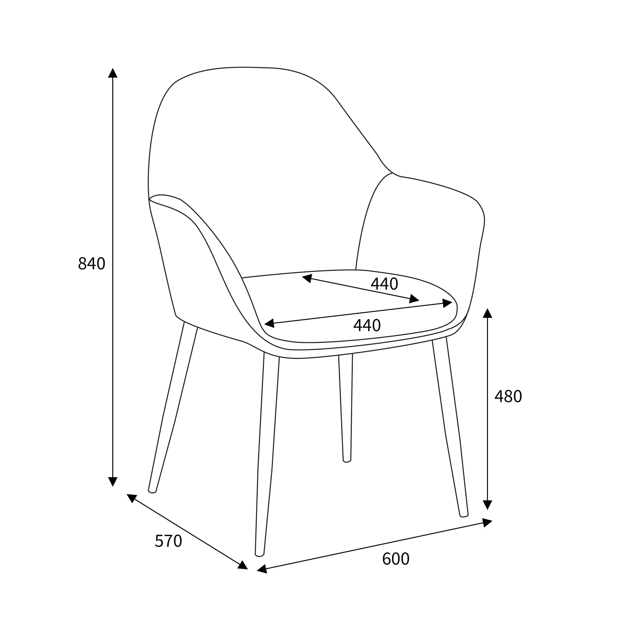 Efan White Boucle Dining Chair - Image 9