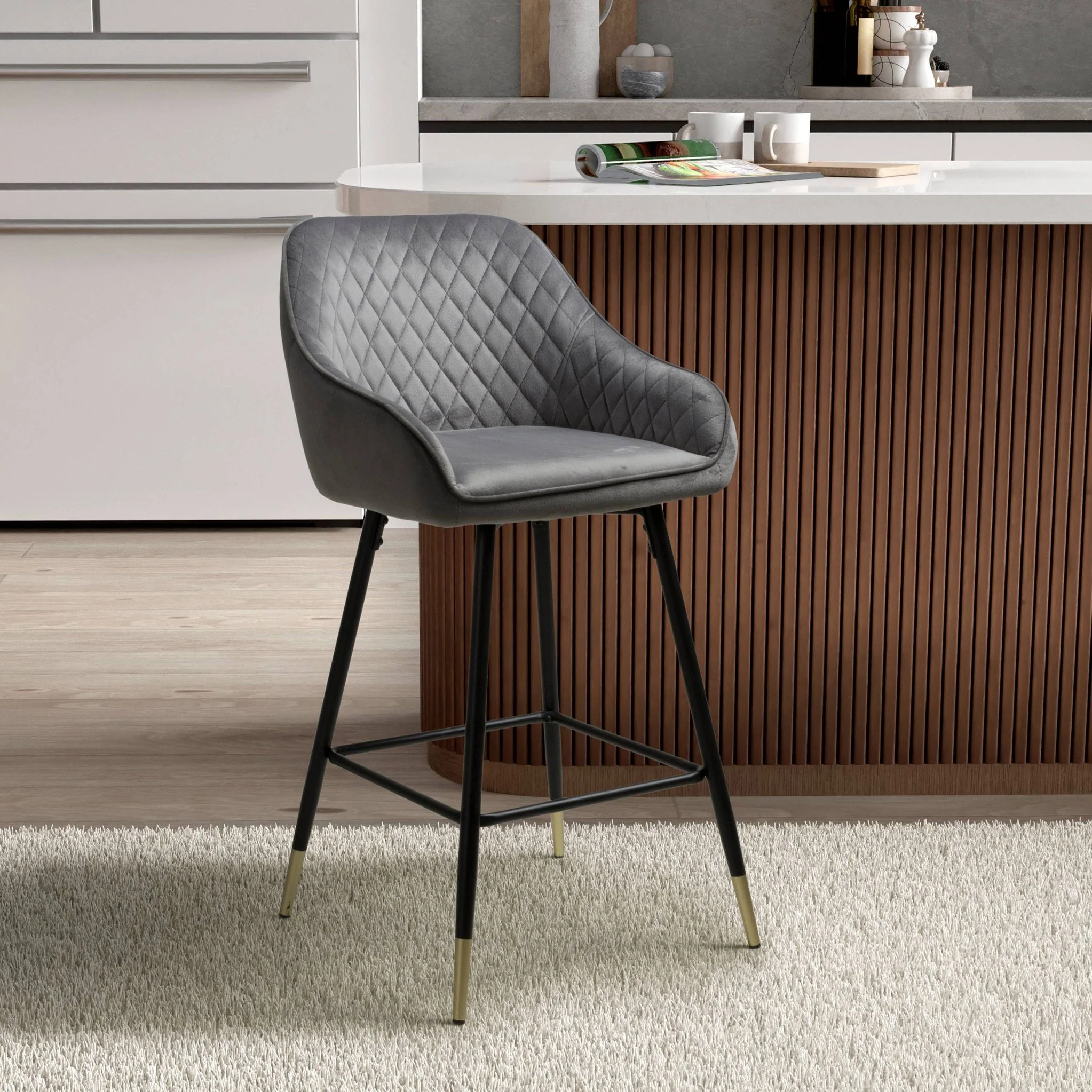 Elen Brushed Velvet Bar Stool - Image 19