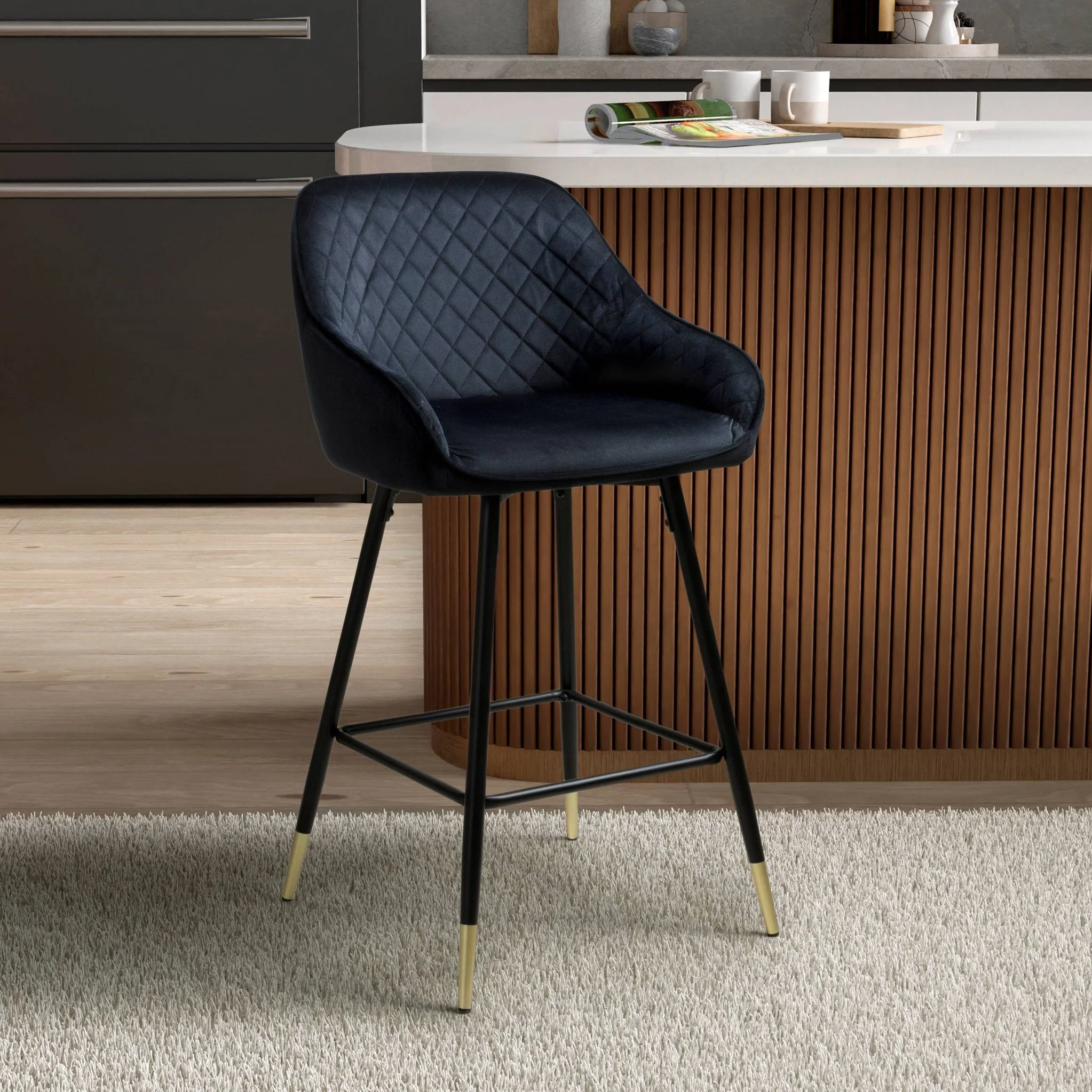 Elen Brushed Velvet Bar Stool - Image 2