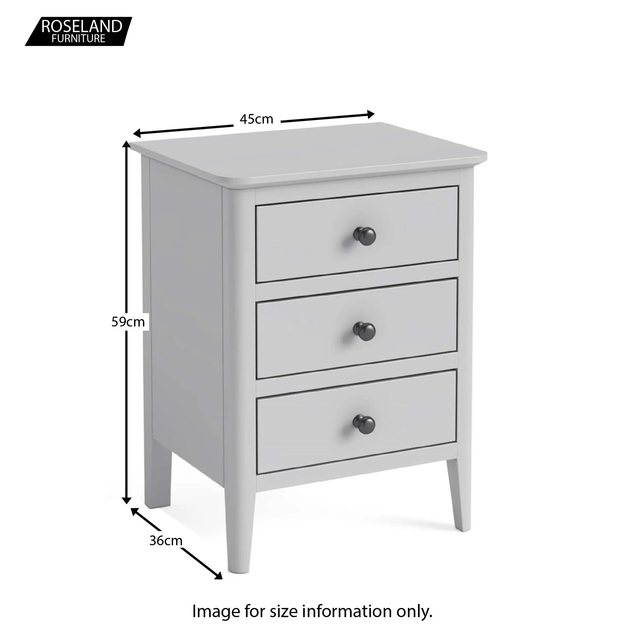 Elgin Grey 3 Drawer Bedside Table - Image 6