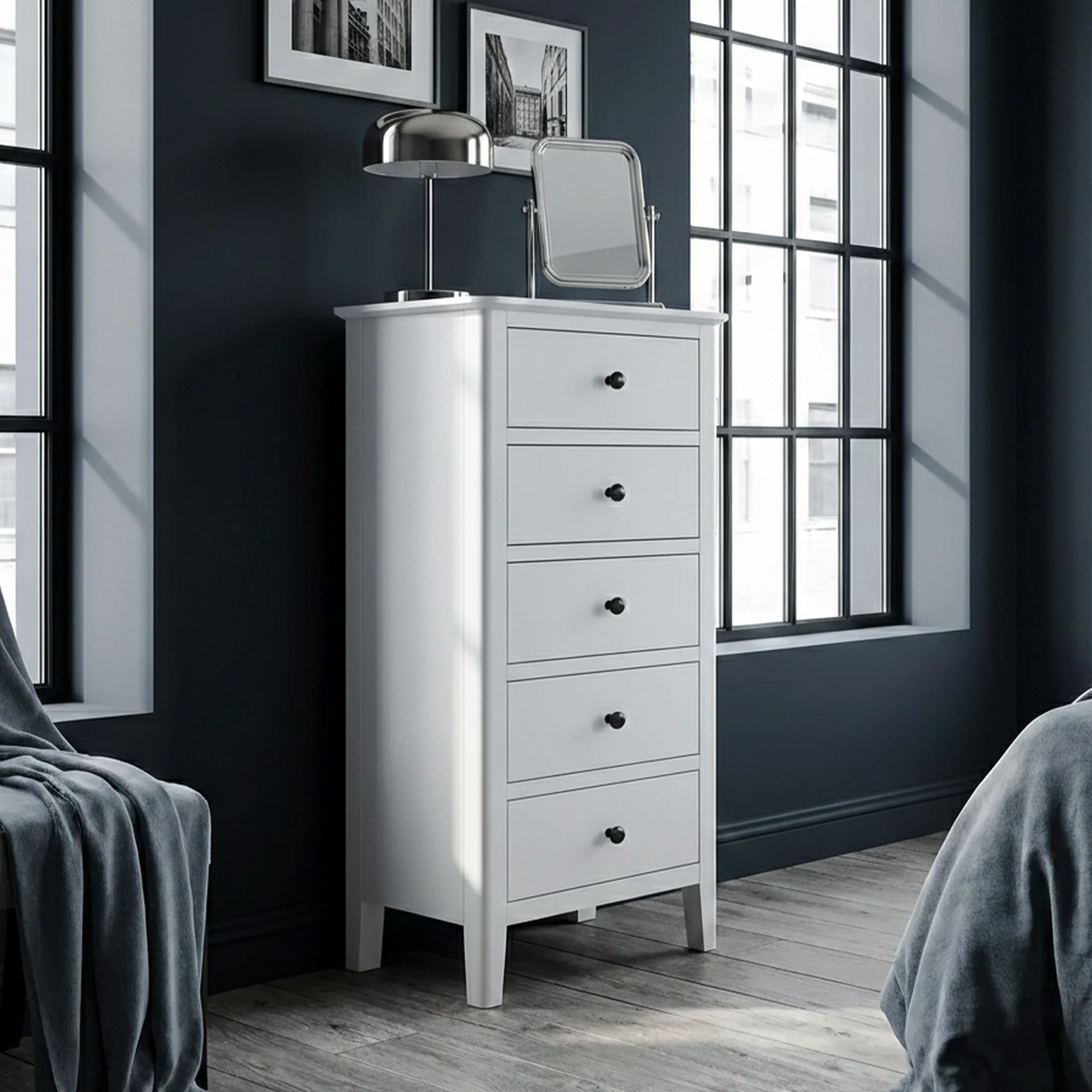 Elgin Grey Tallboy Chest with 5 Drawers - Image 2