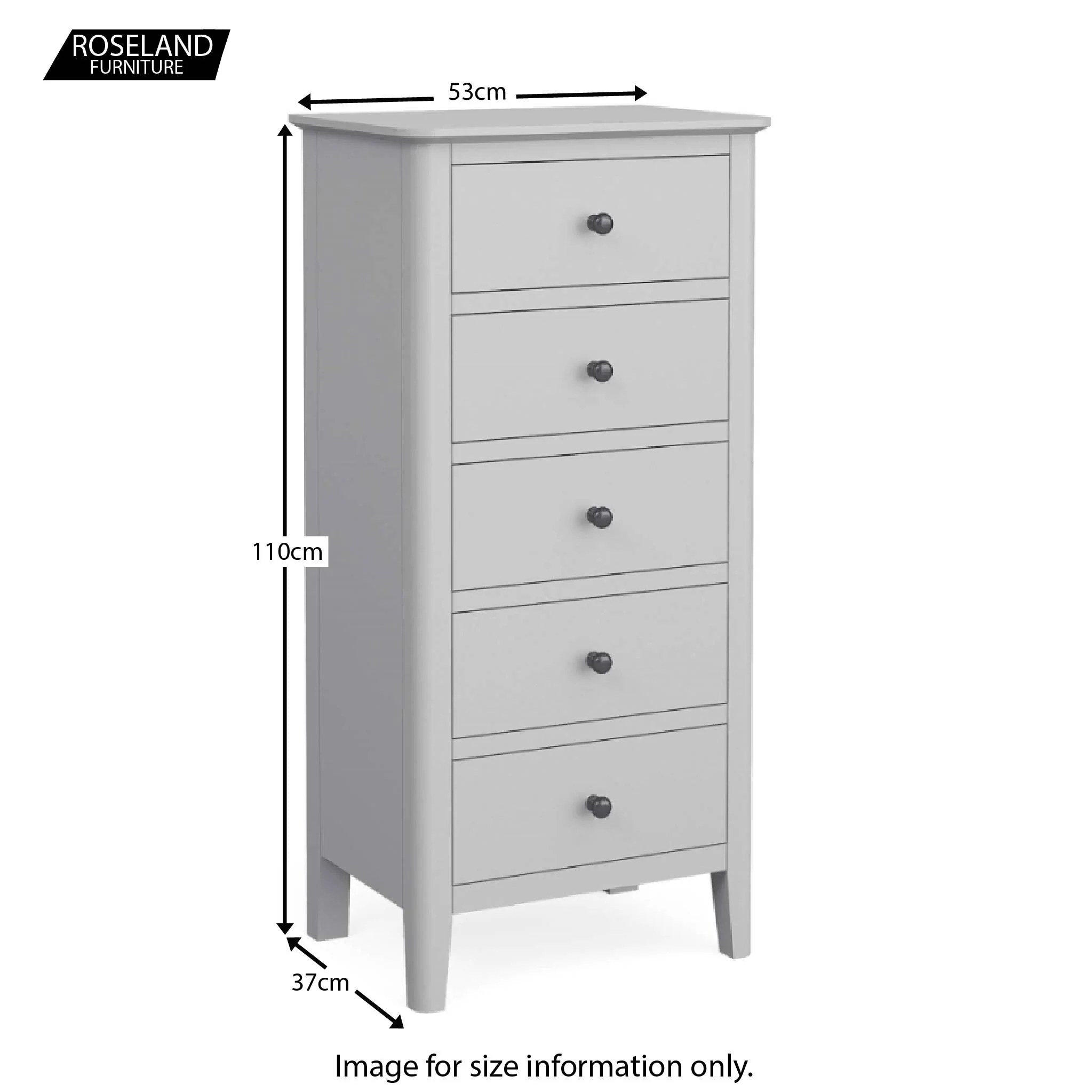 Elgin Grey Tallboy Chest with 5 Drawers - Image 9