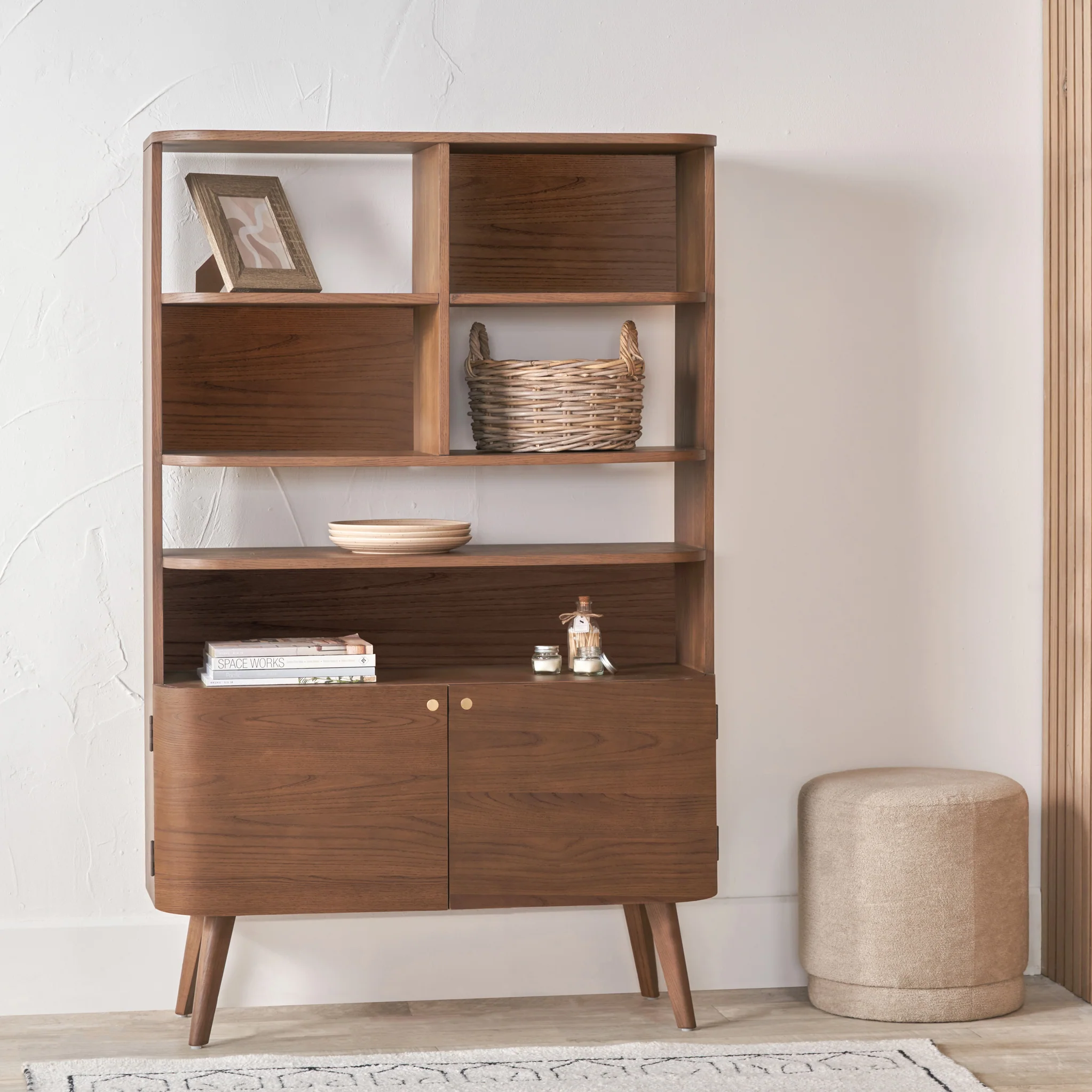 Elias Dark Ash 2 Door Shelving Unit - Image 2