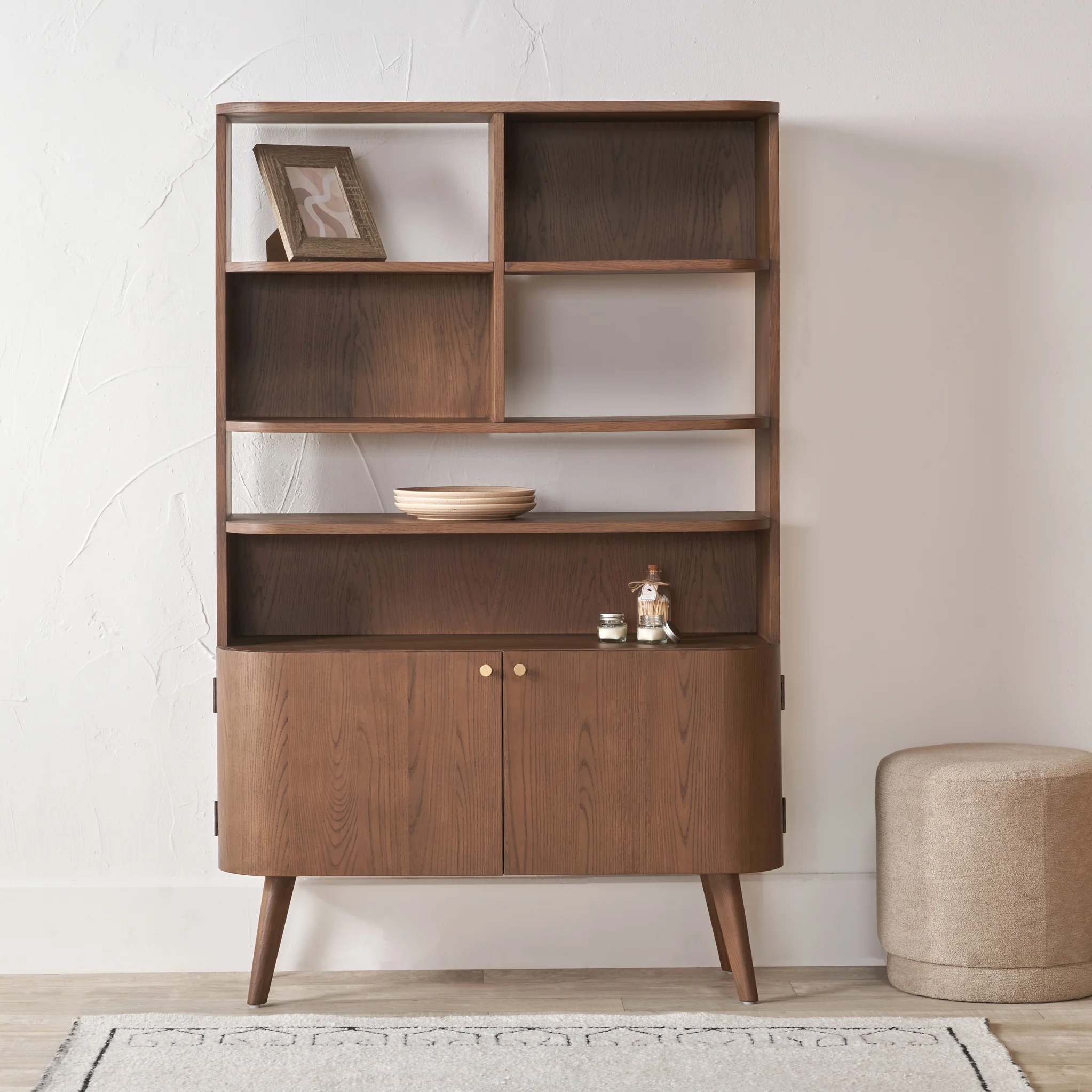 Elias Dark Ash 2 Door Shelving Unit - Image 4