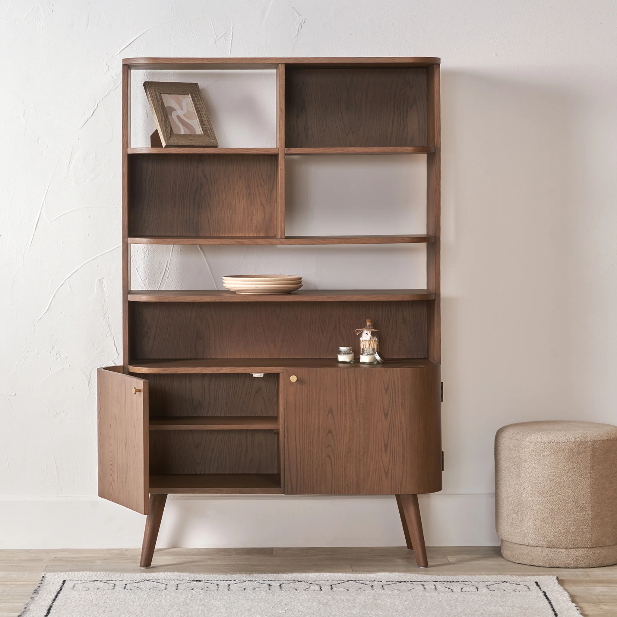 Elias Dark Ash 2 Door Shelving Unit - Image 5