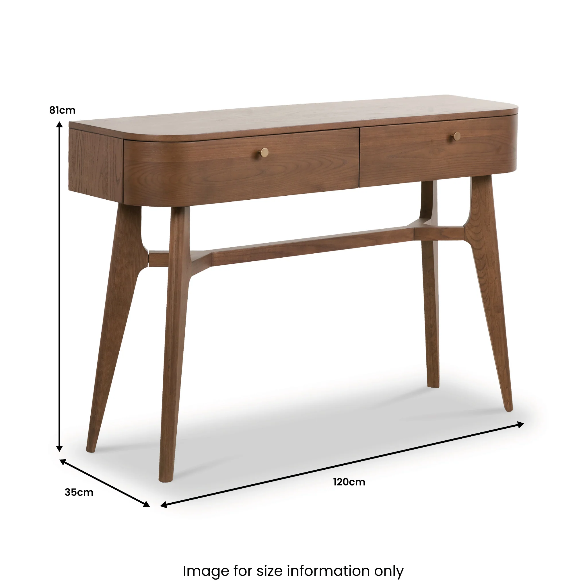 Elias Dark Ash 2 Drawer Console Table - Image 11