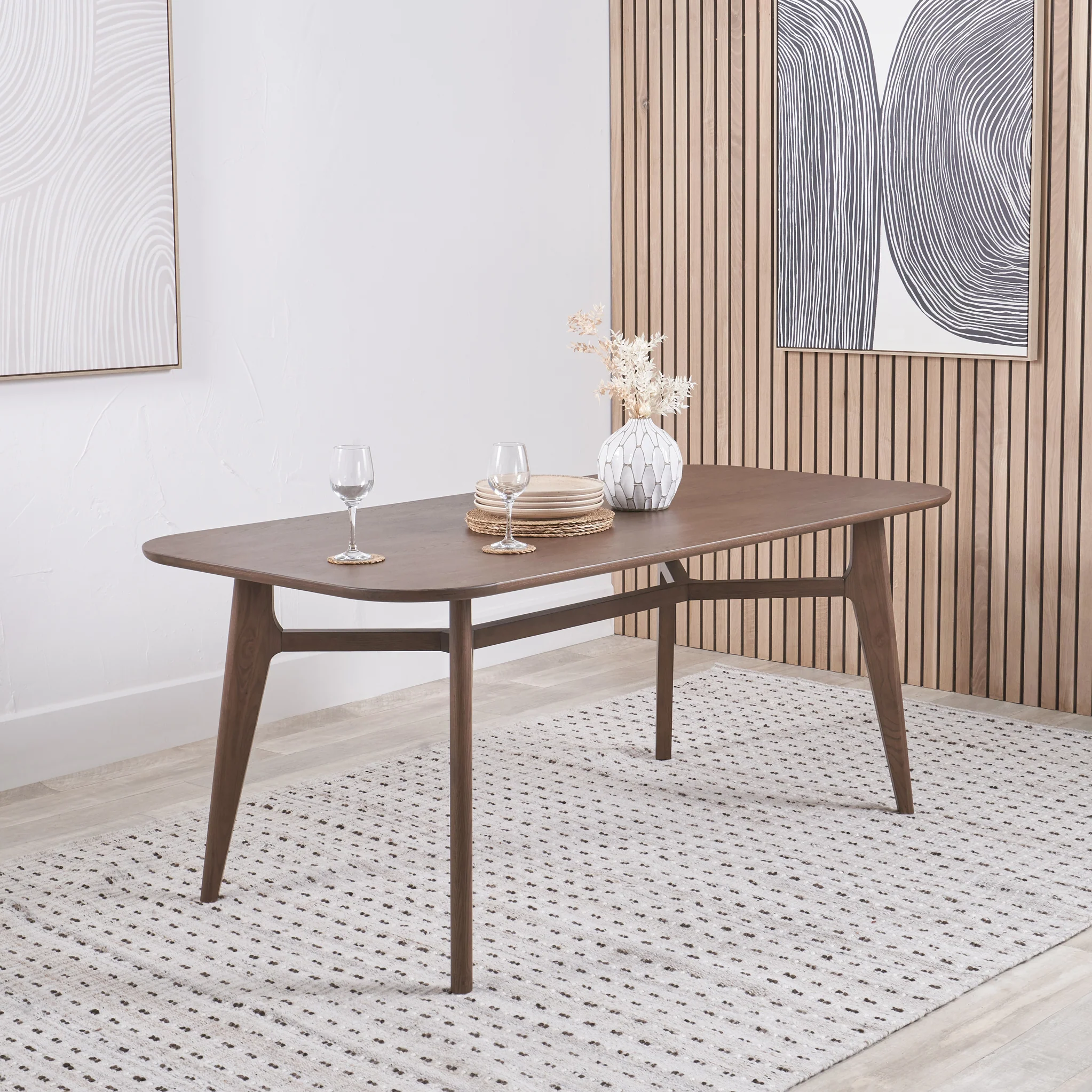 Elias Dark Ash Retro Dining Table and 6 Chairs - Image 6
