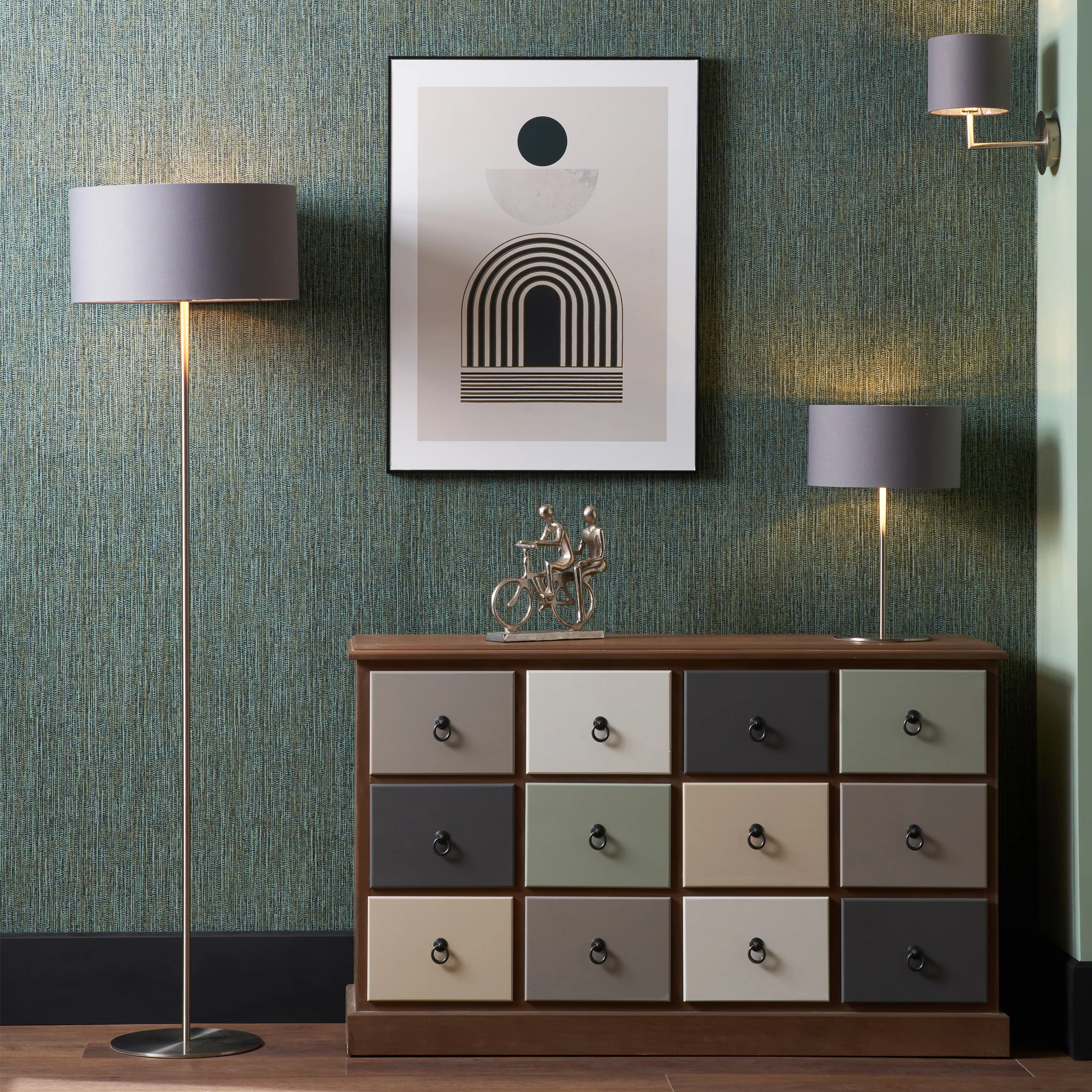 Elin Brushed Silver & Steel Grey Table Lamp - Image 6