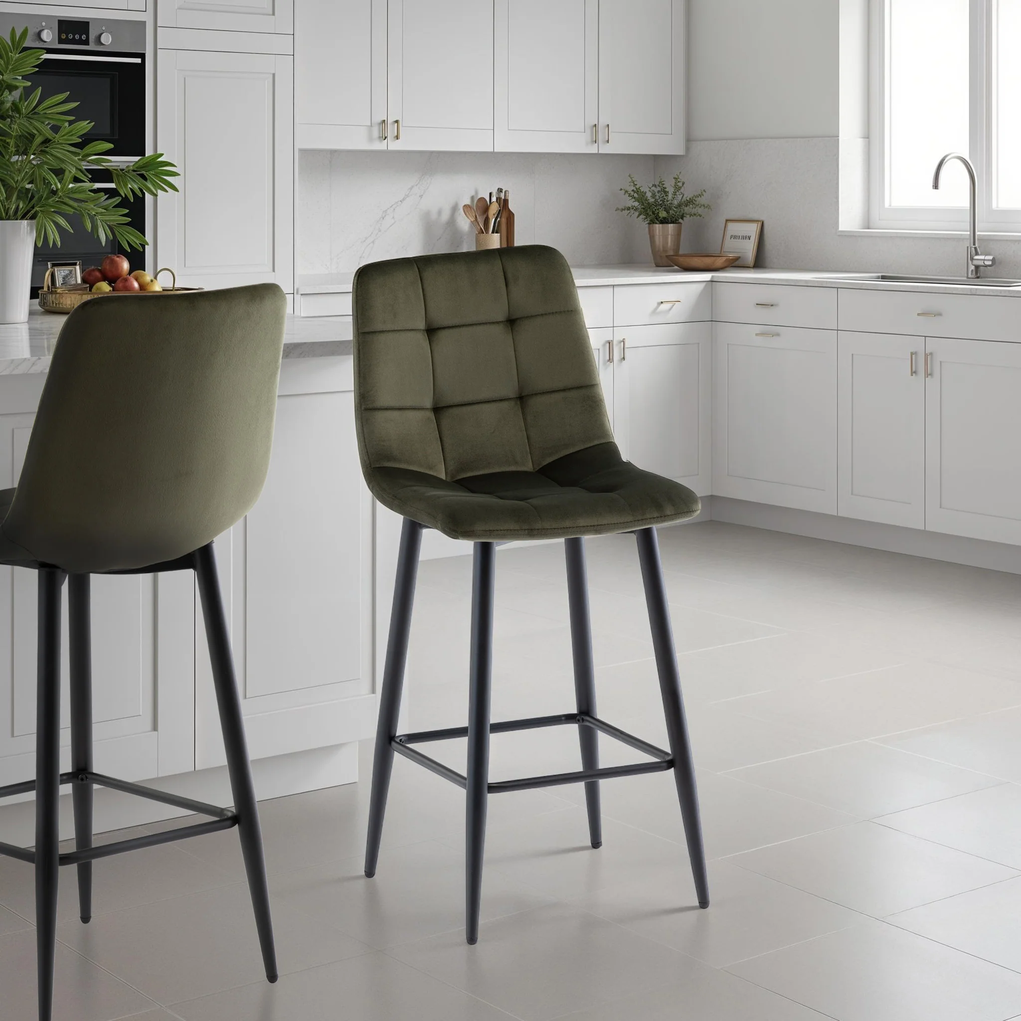 Elin Velvet Bar Stool - Image 2