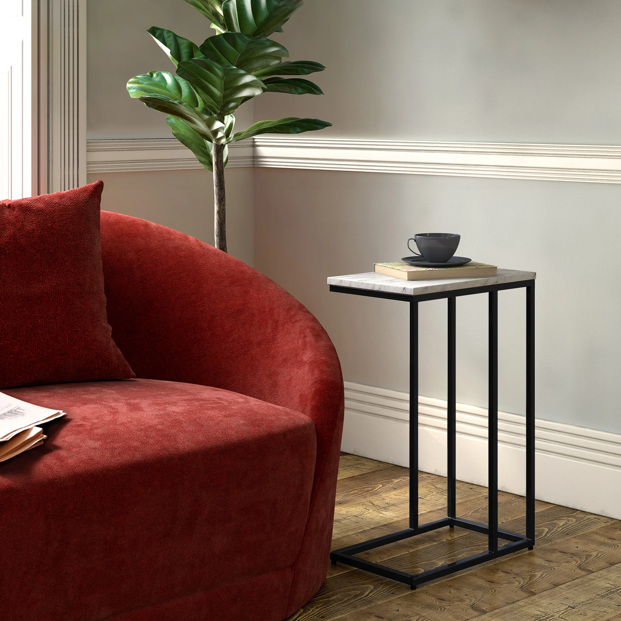 Elissa Marble Side Table with Black Leg - Image 15