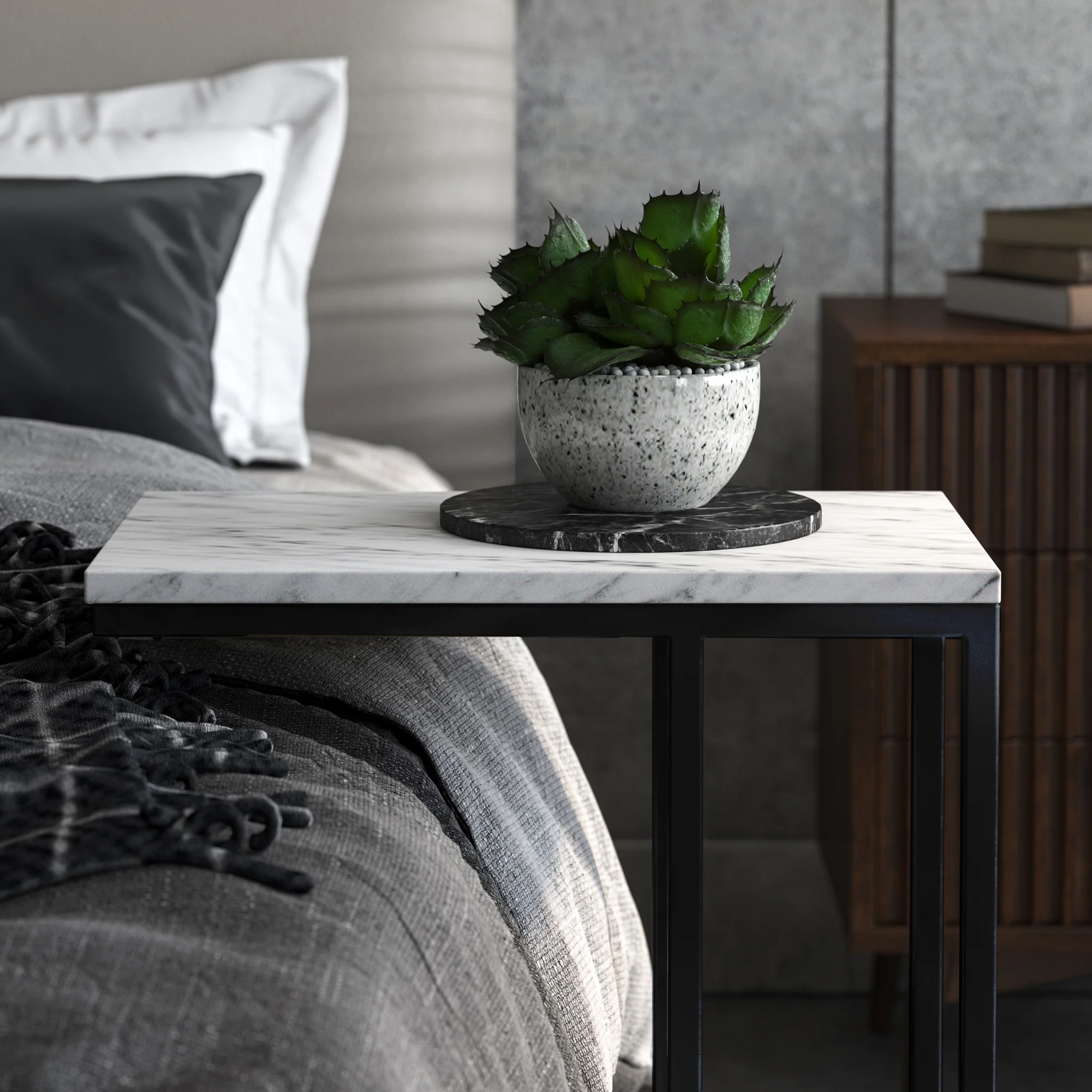 Elissa Marble Side Table with Black Leg - Image 16