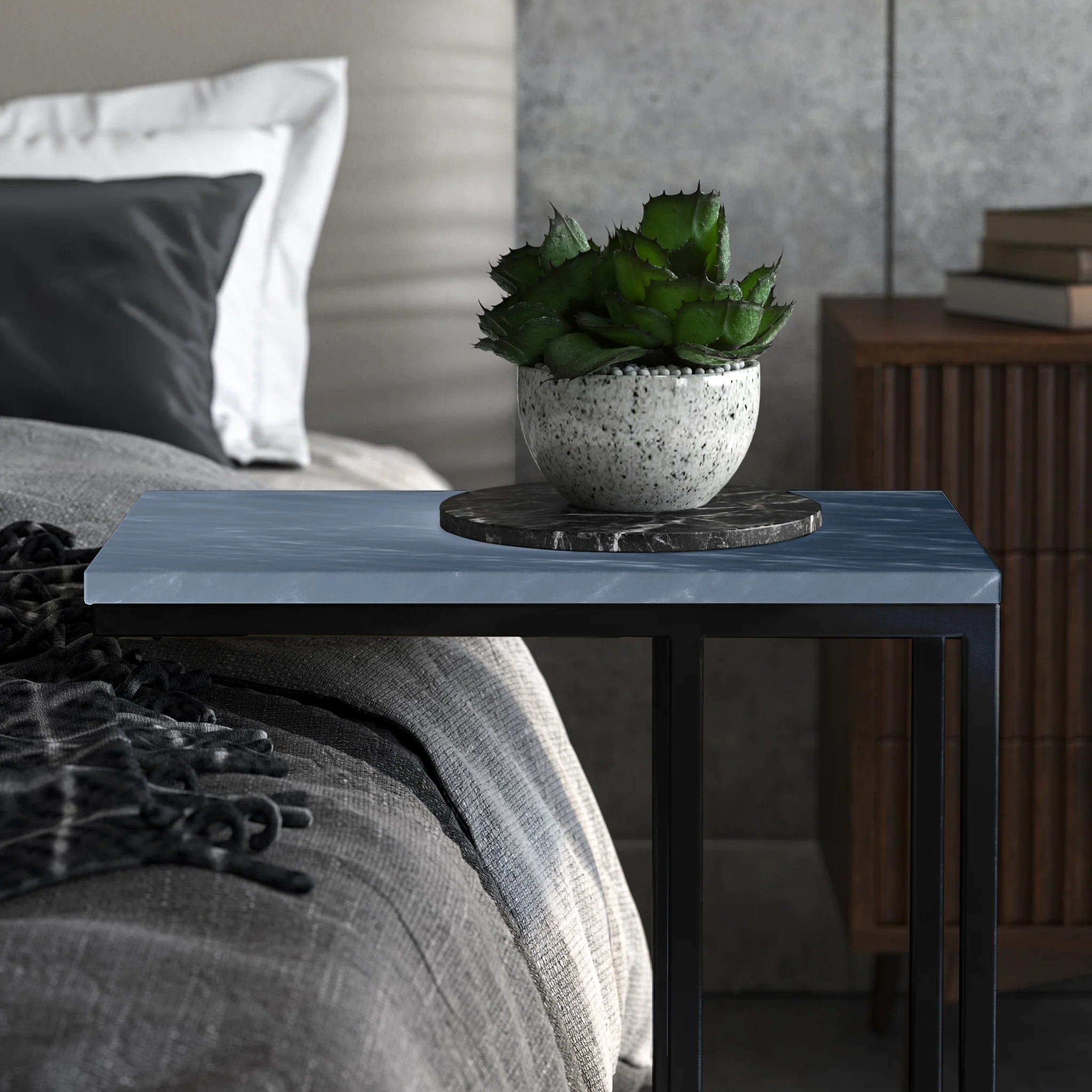 Elissa Marble Side Table with Black Leg - Image 3