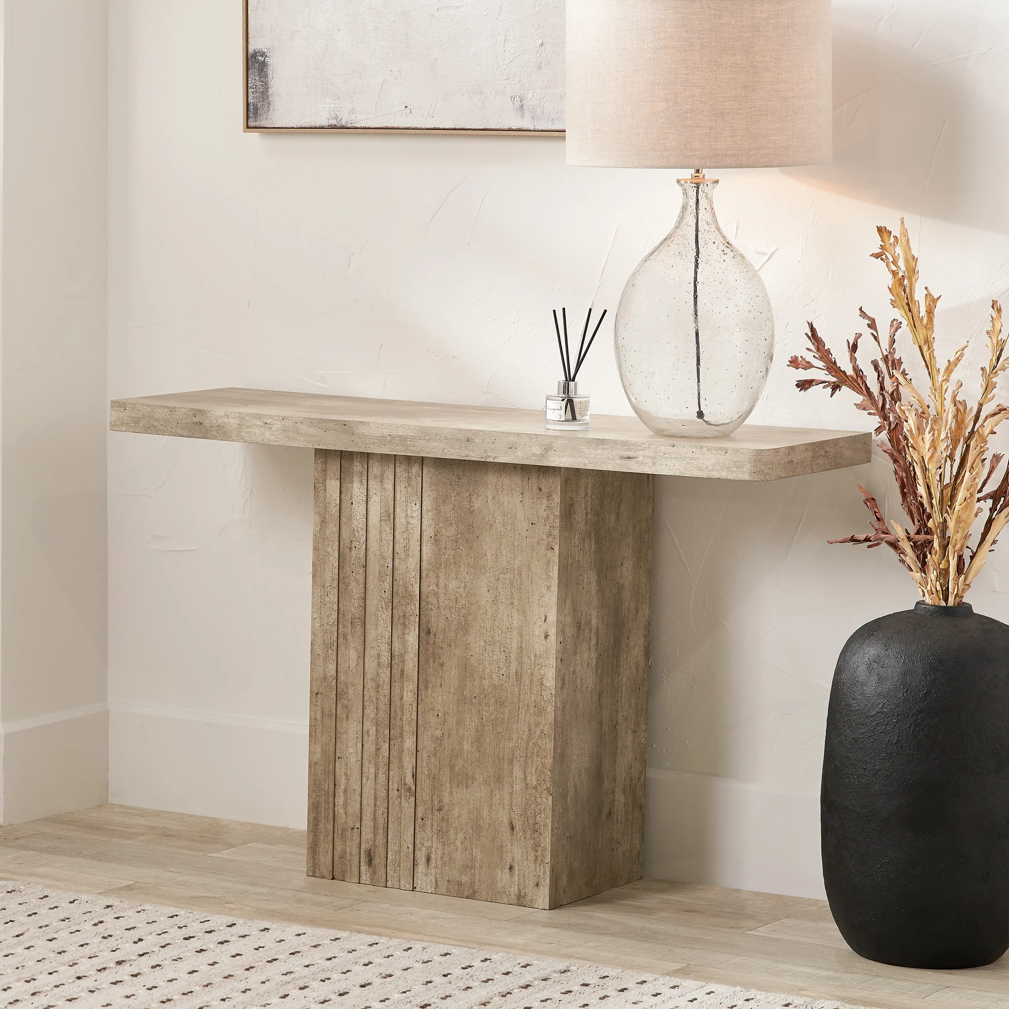 Elkton Concrete Effect Console Table Table - Image 2