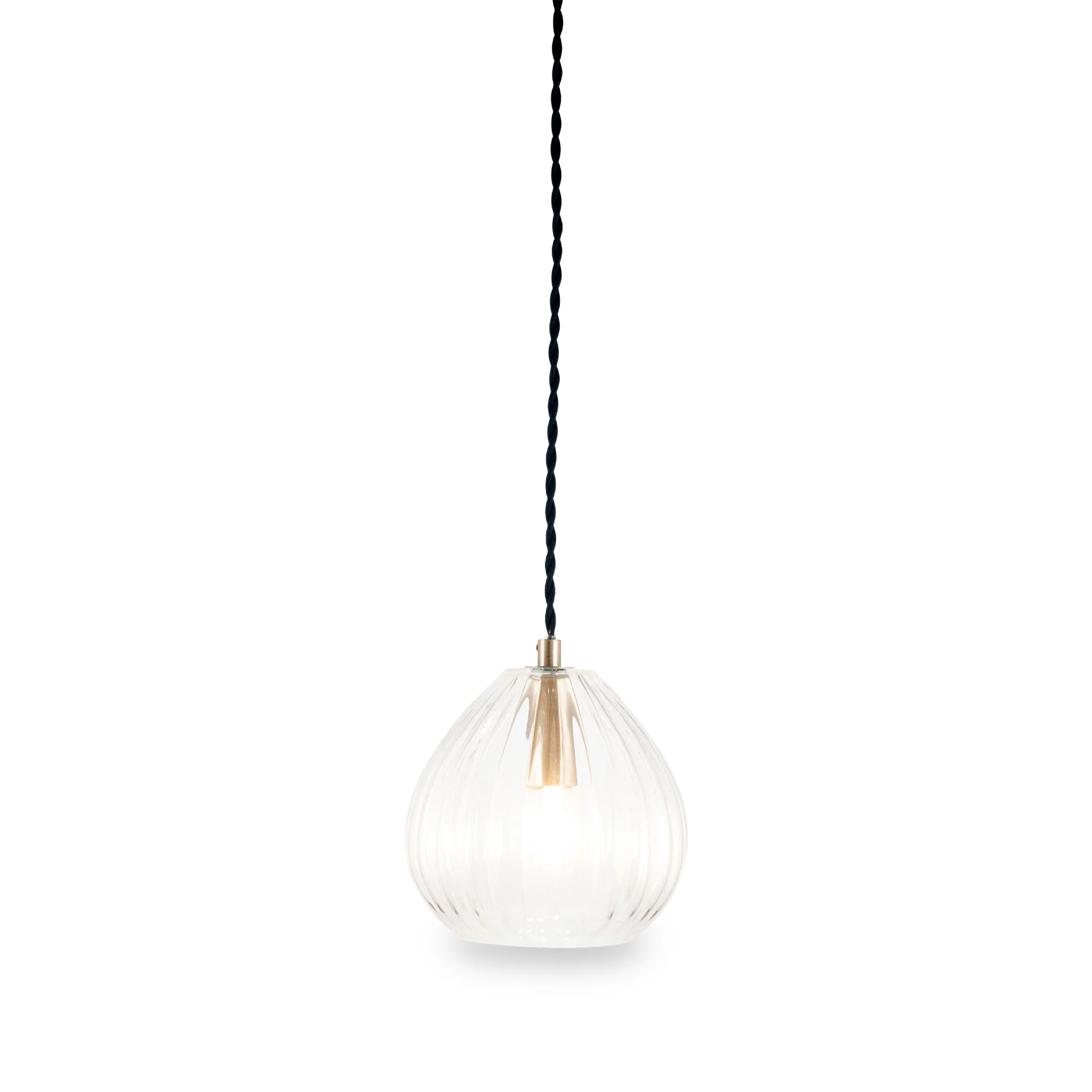 Ella Clear Ribbed Glass Teardrop Pendant - Image 3