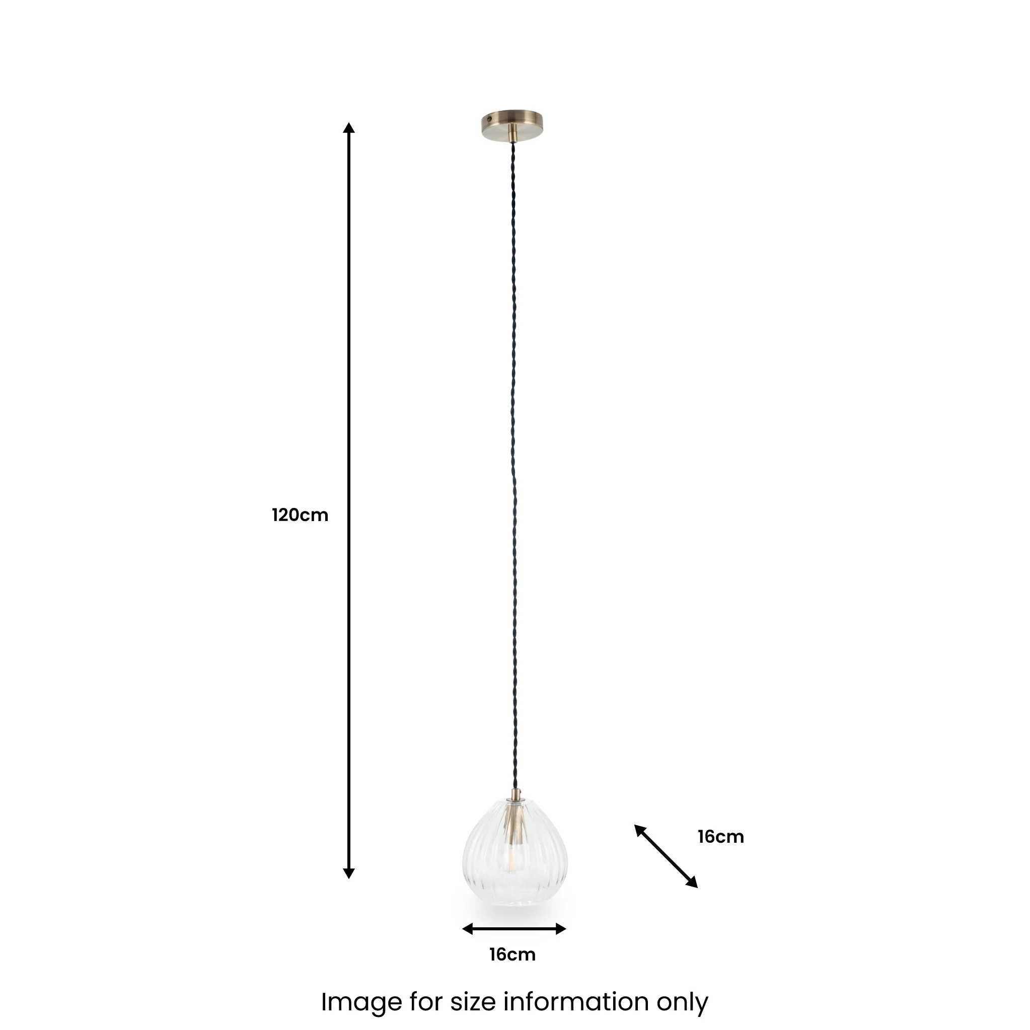 Ella Clear Ribbed Glass Teardrop Pendant - Image 5